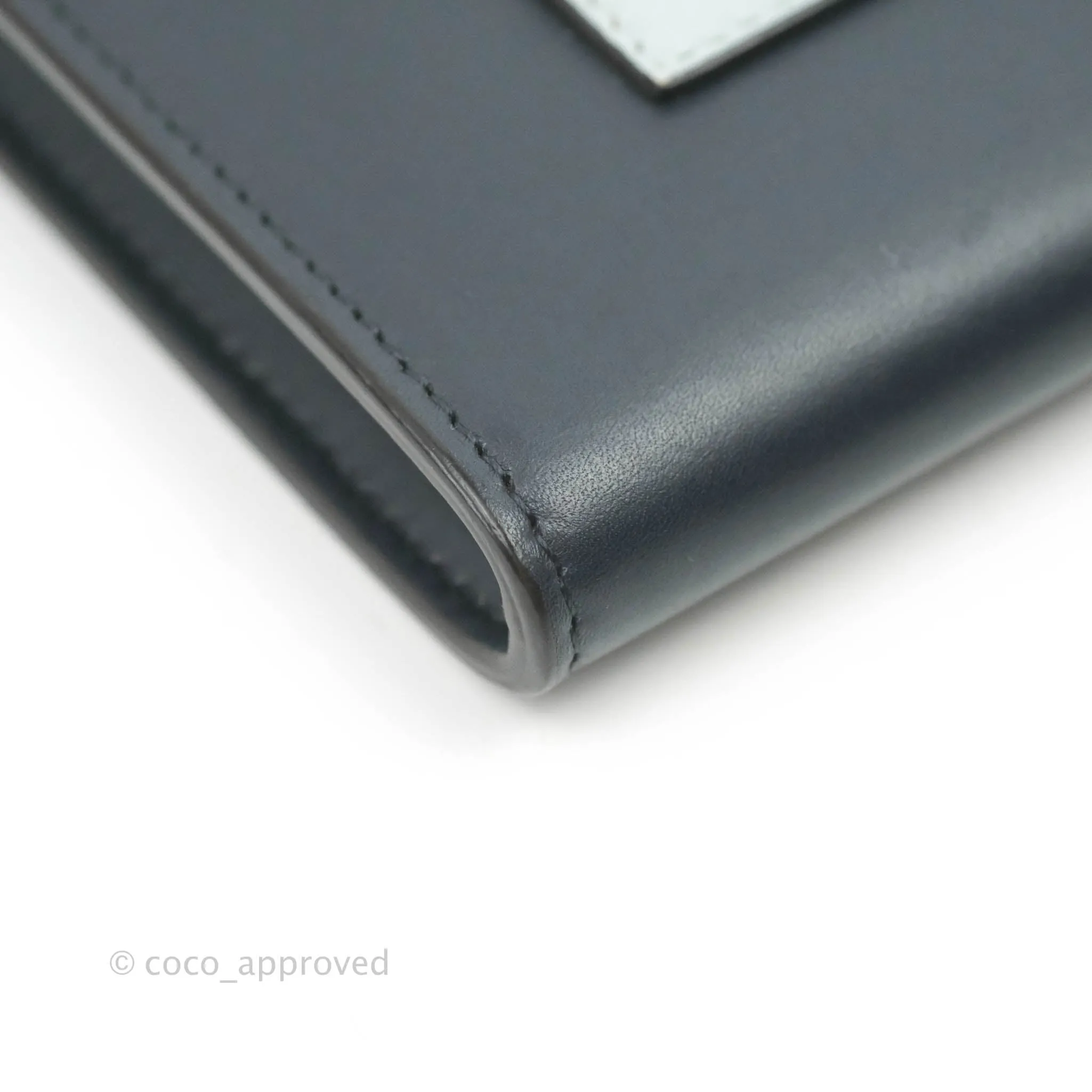 Celine Pocket Envelope Wallet on Chain Blue/Green/Navy Silver Hardware