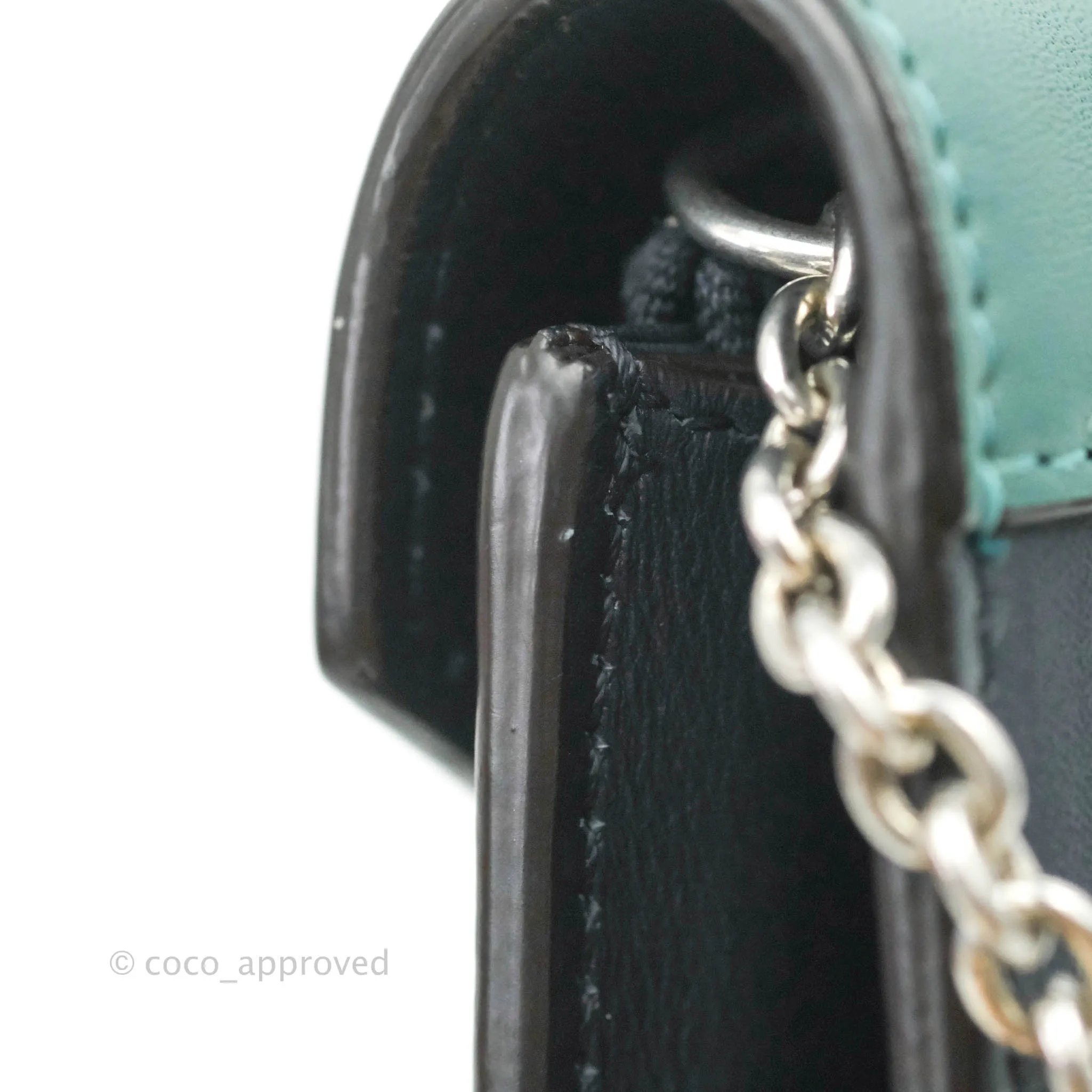 Celine Pocket Envelope Wallet on Chain Blue/Green/Navy Silver Hardware