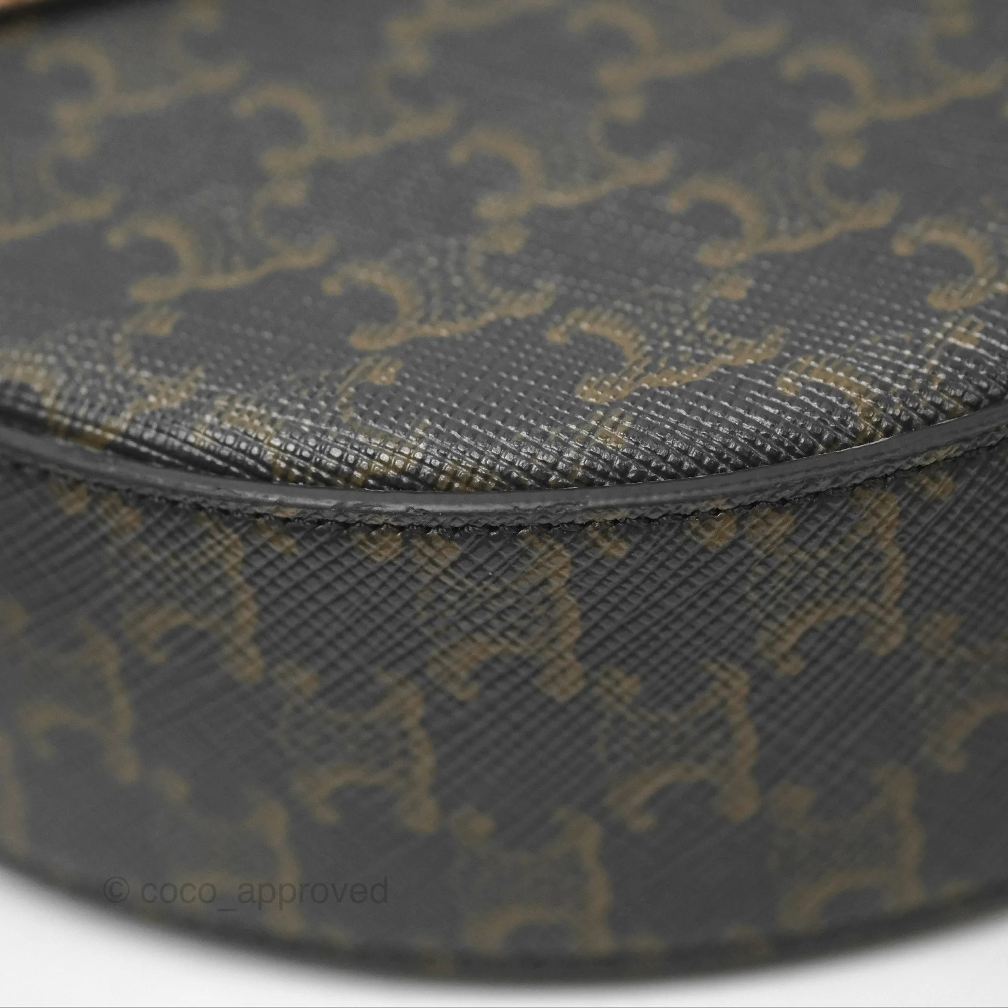 Celine Round Purse on Strap Triomphe Canvas Tan