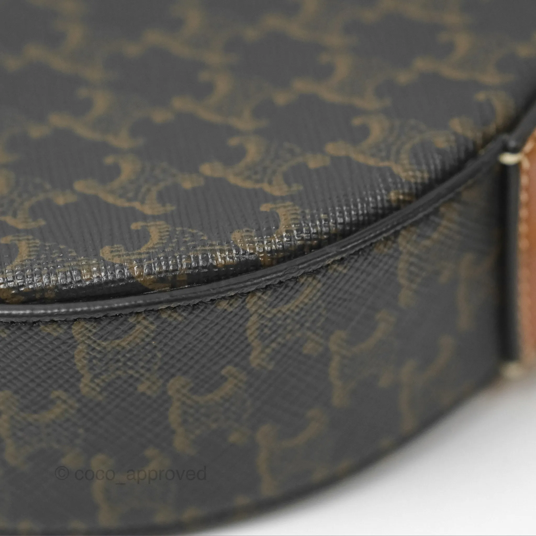 Celine Round Purse on Strap Triomphe Canvas Tan