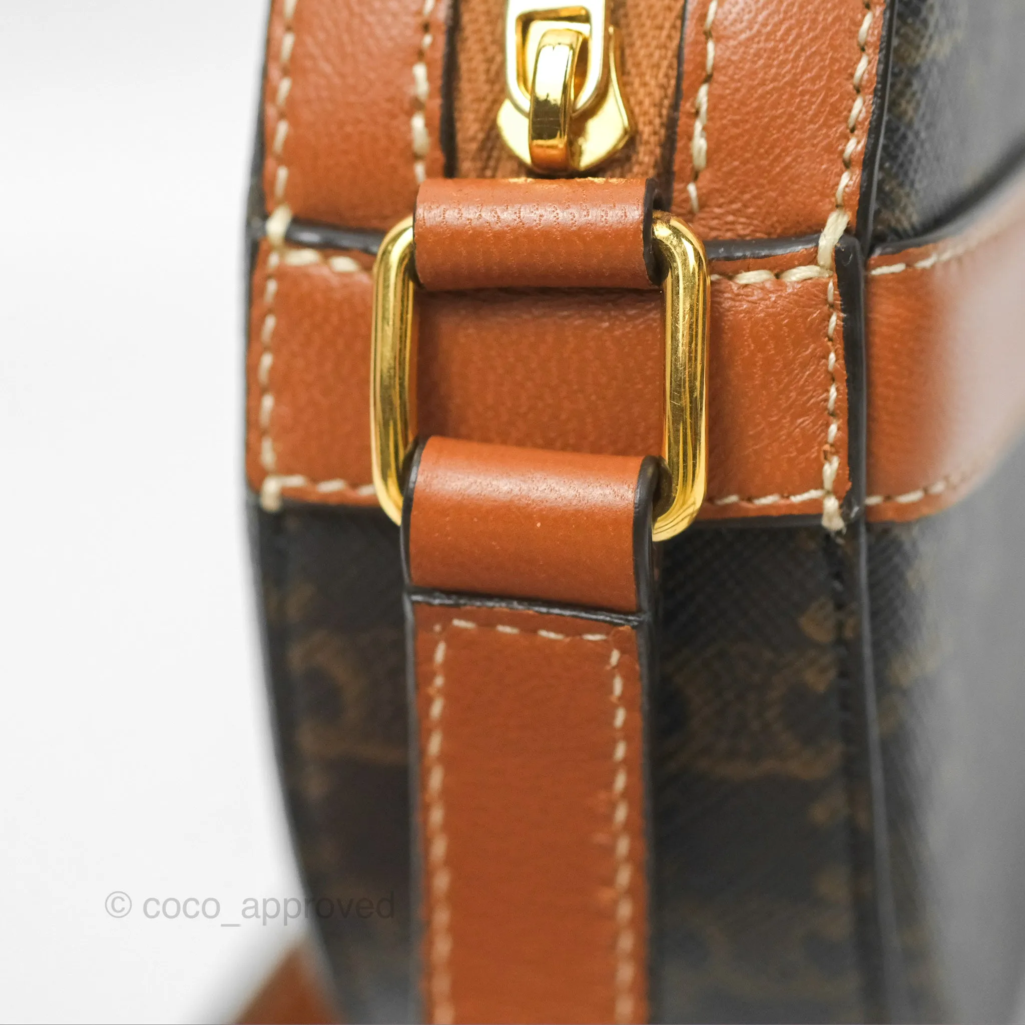 Celine Round Purse on Strap Triomphe Canvas Tan