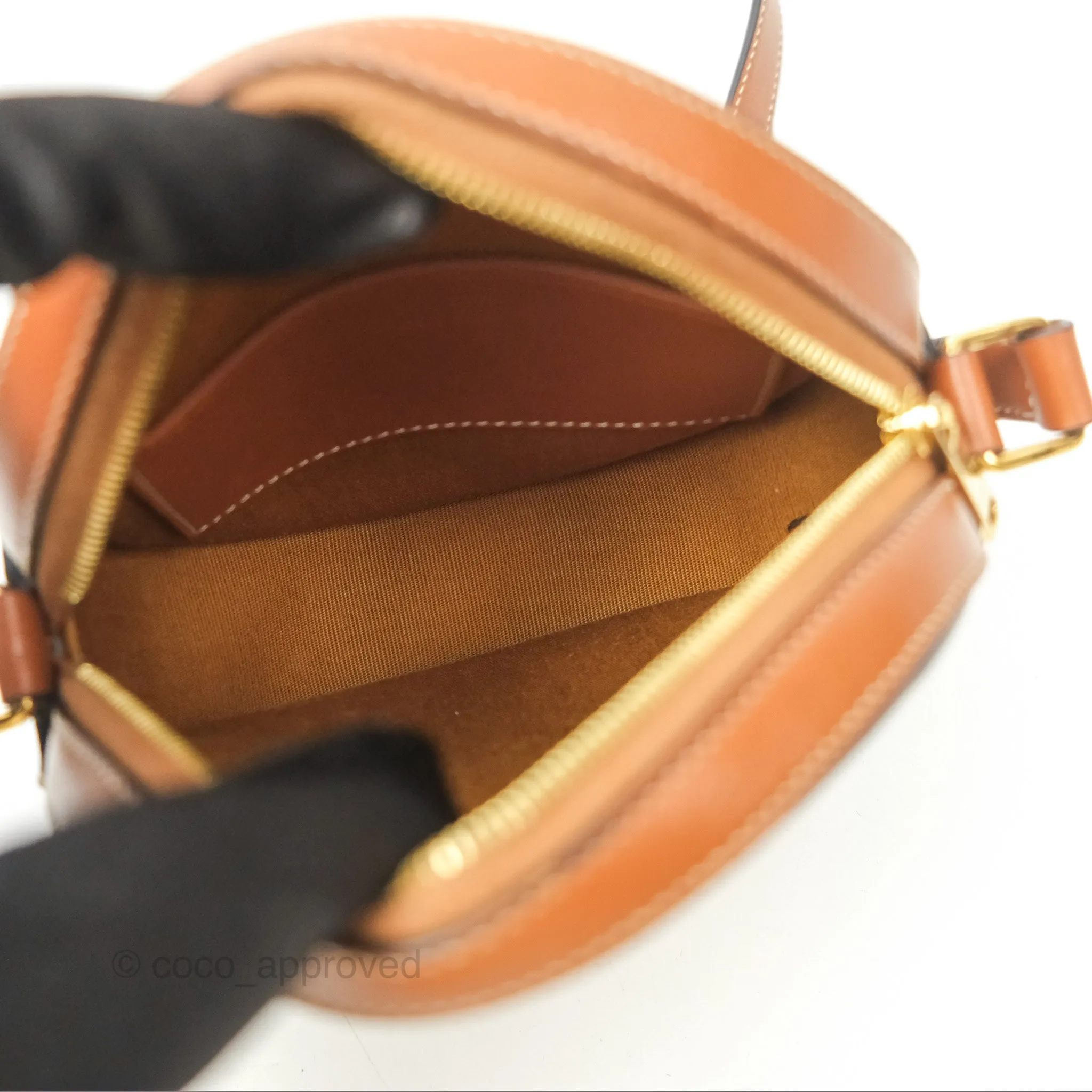 Celine Round Purse on Strap Triomphe Canvas Tan