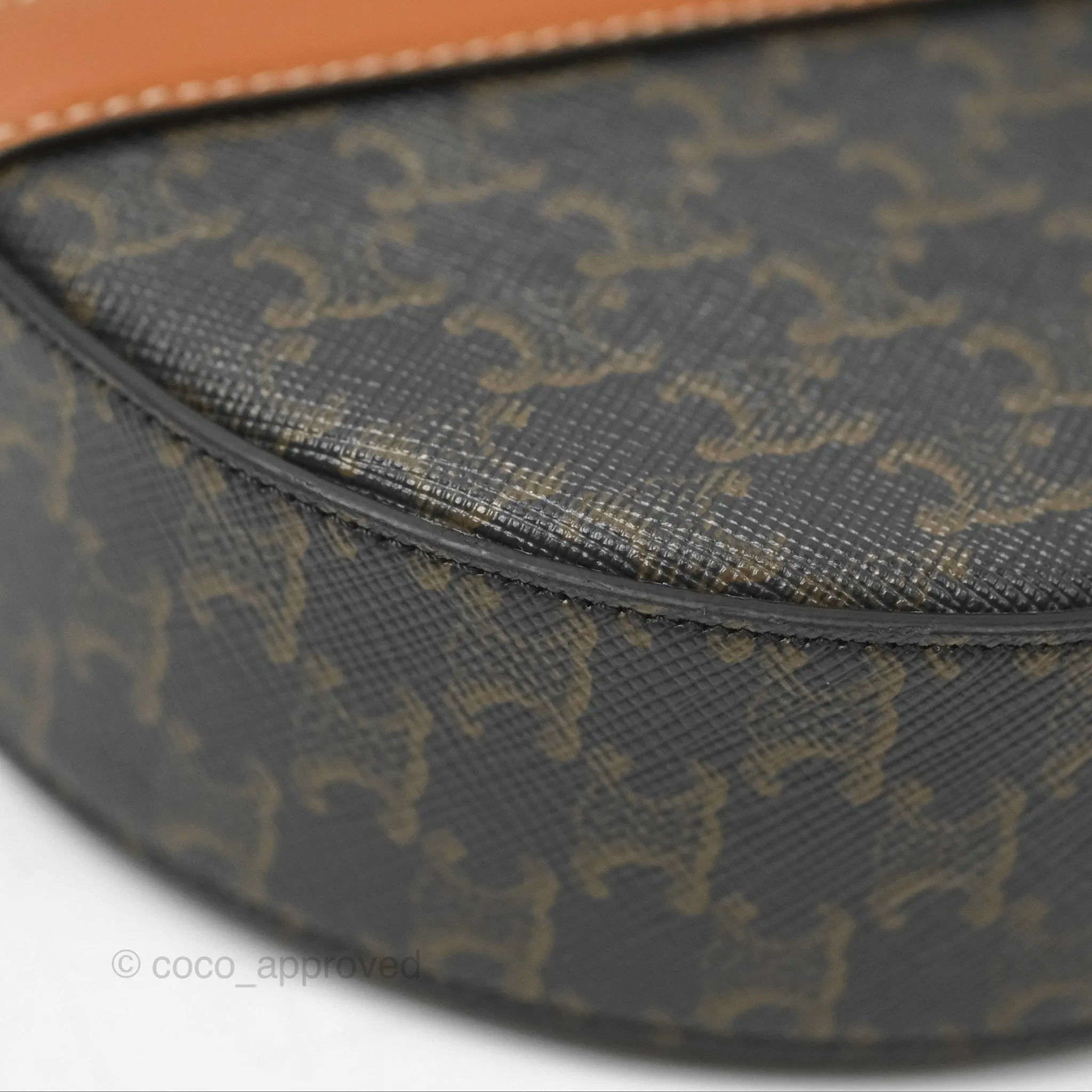 Celine Round Purse on Strap Triomphe Canvas Tan