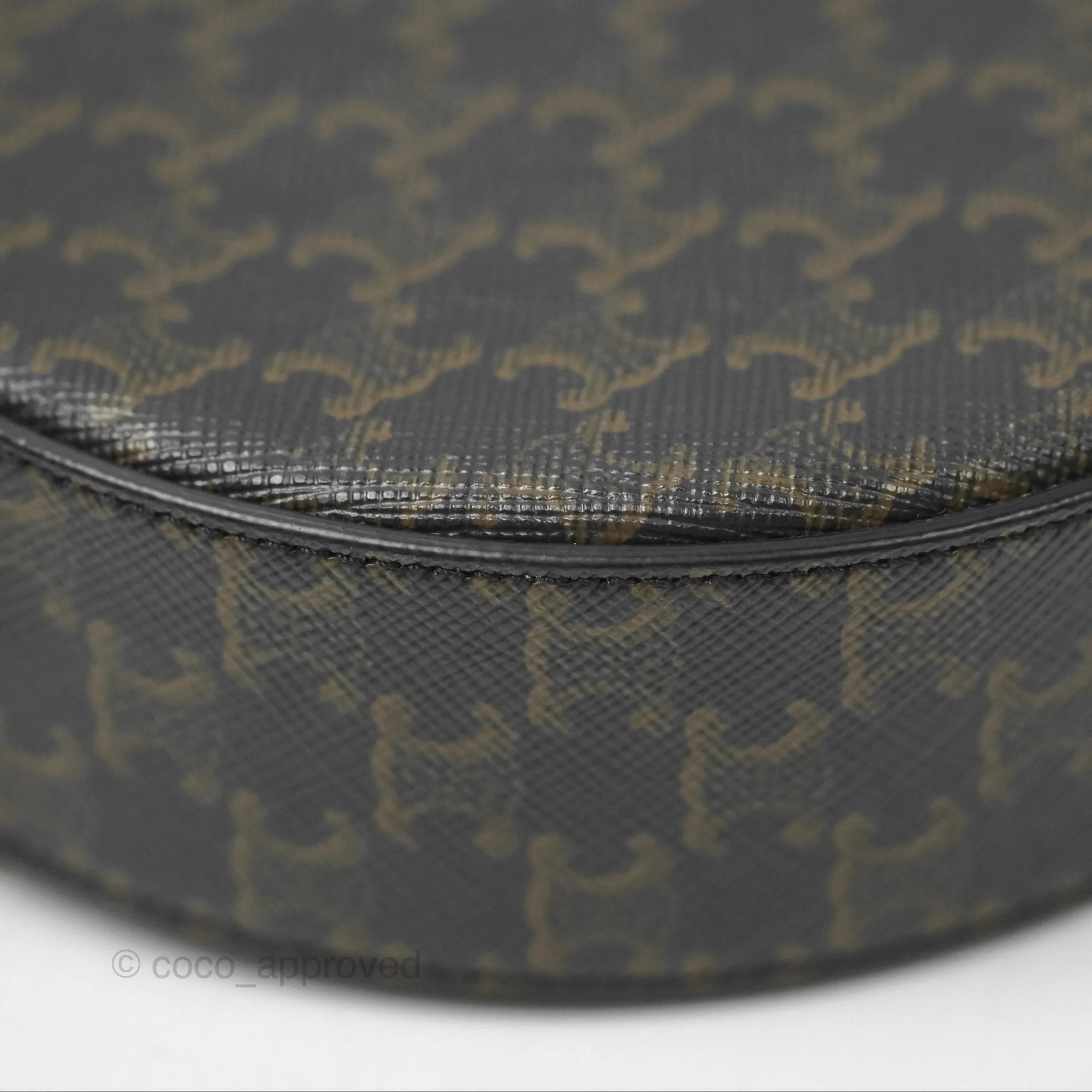 Celine Round Purse on Strap Triomphe Canvas Tan