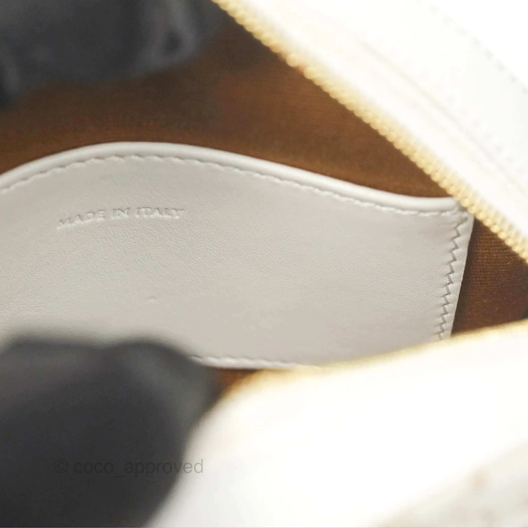Celine Round Purse on Strap Triomphe Canvas White Calfskin