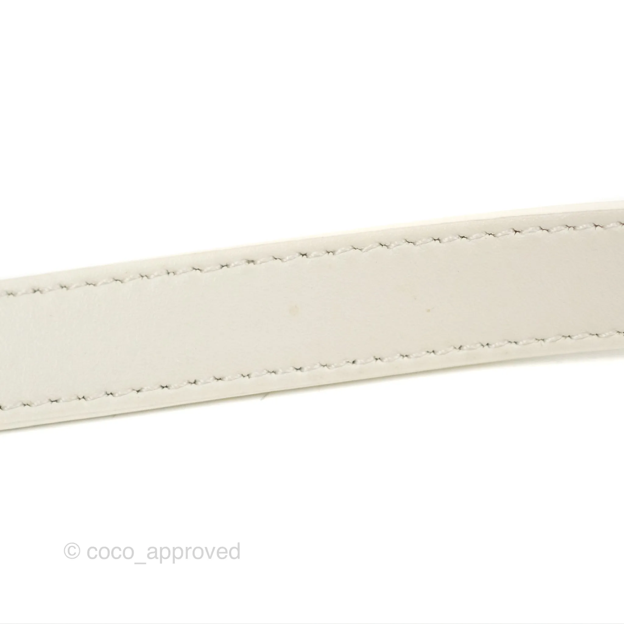 Celine Round Purse on Strap Triomphe Canvas White Calfskin