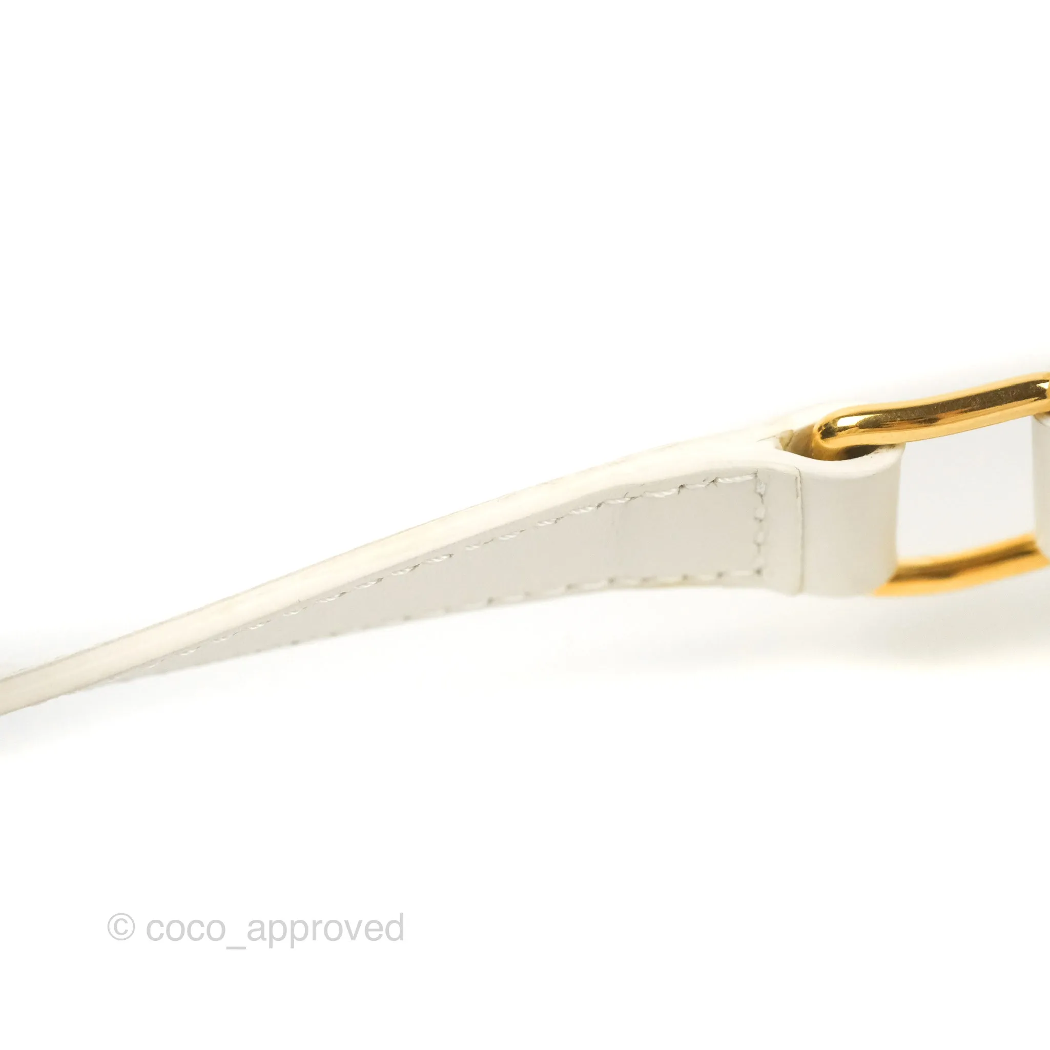 Celine Round Purse on Strap Triomphe Canvas White Calfskin