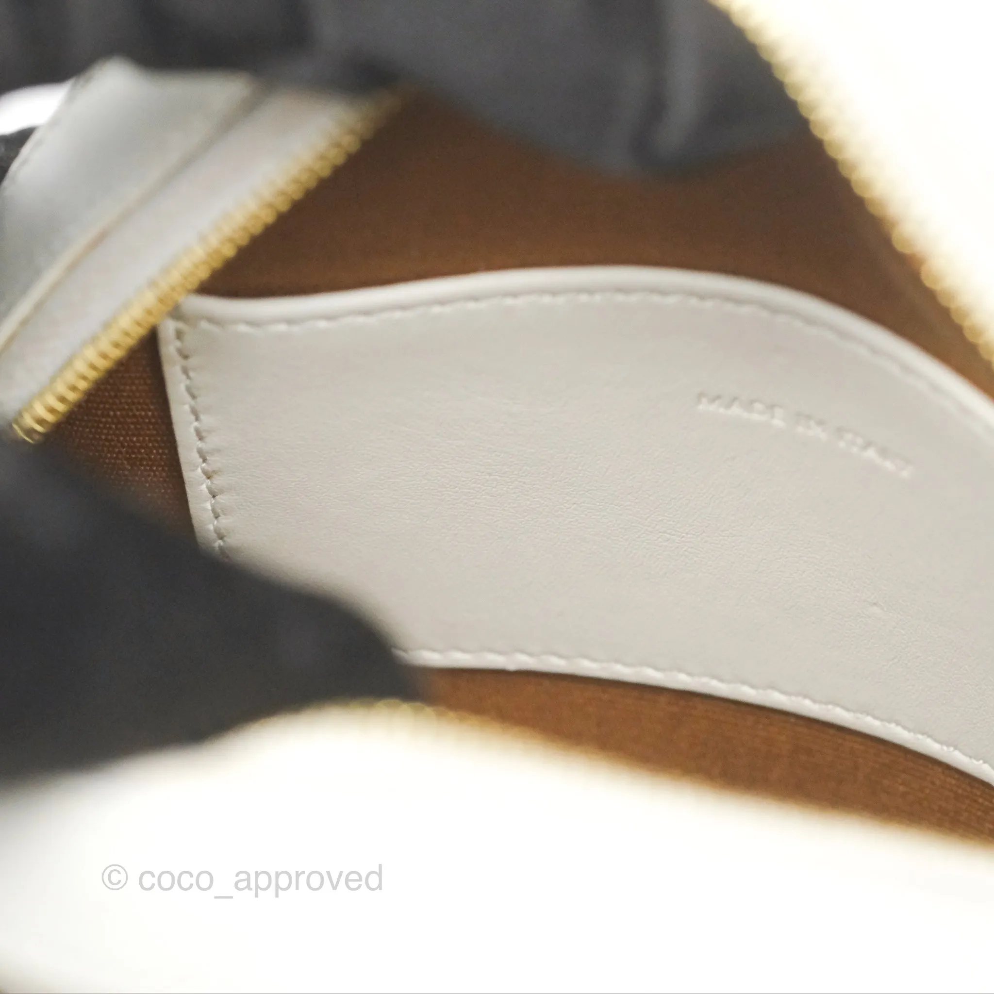Celine Round Purse on Strap Triomphe Canvas White Calfskin