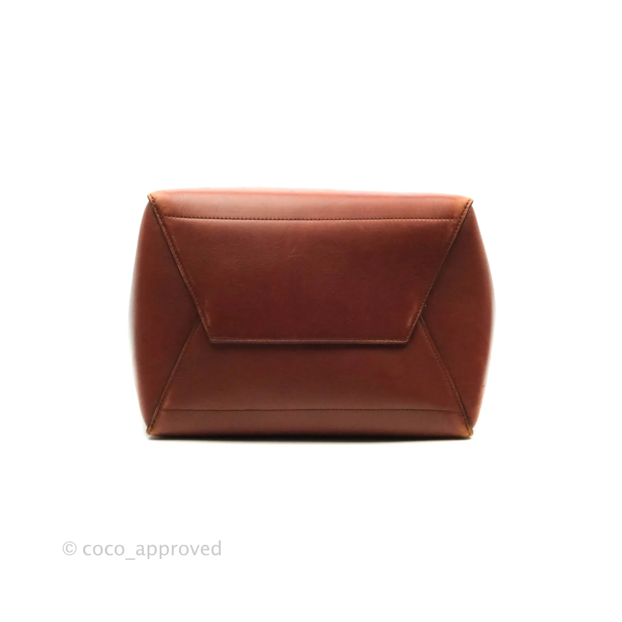 Celine Sangle Bucket Bag Calfskin Brick Red Gold Hardware
