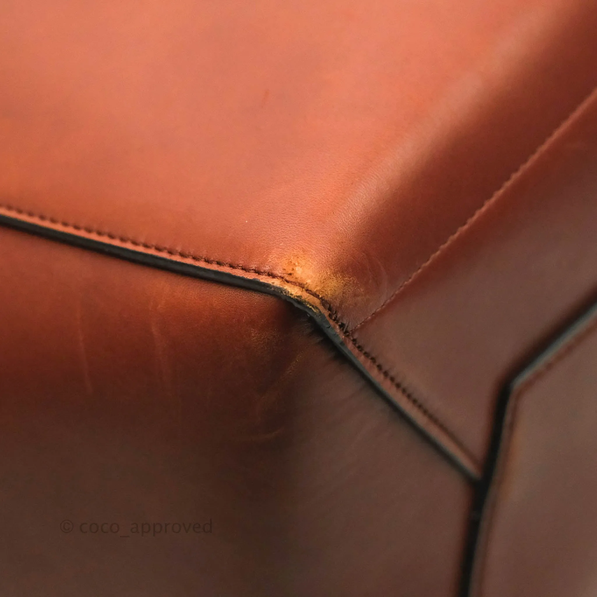 Celine Sangle Bucket Bag Calfskin Brick Red Gold Hardware