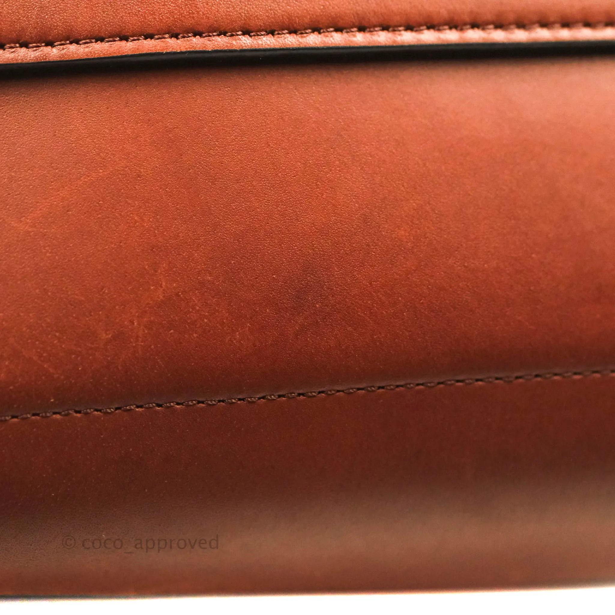 Celine Sangle Bucket Bag Calfskin Brick Red Gold Hardware