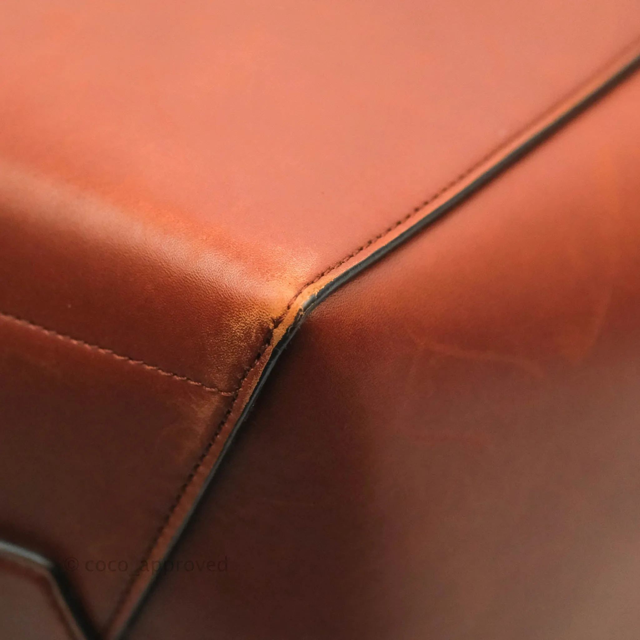 Celine Sangle Bucket Bag Calfskin Brick Red Gold Hardware