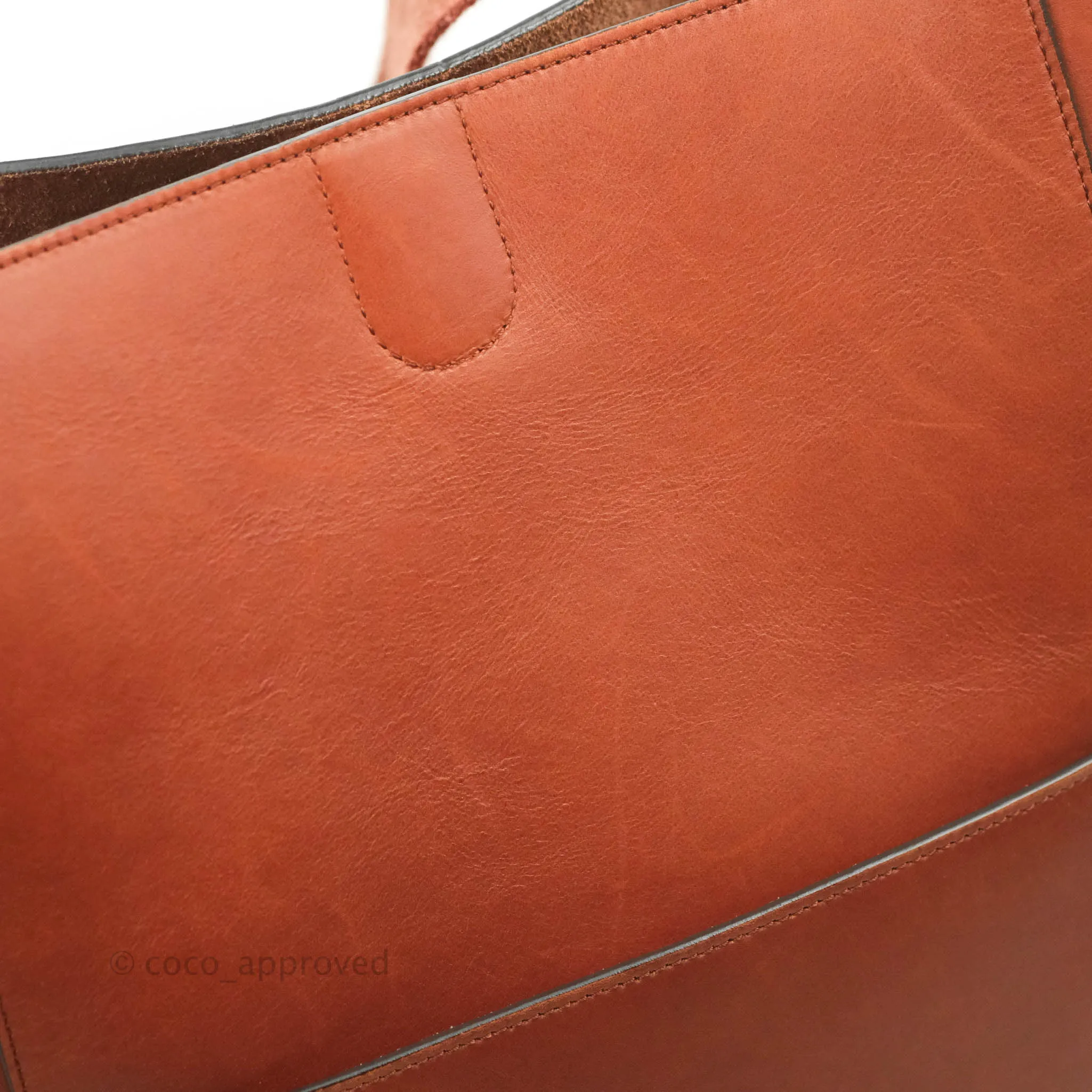 Celine Sangle Bucket Bag Calfskin Brick Red Gold Hardware