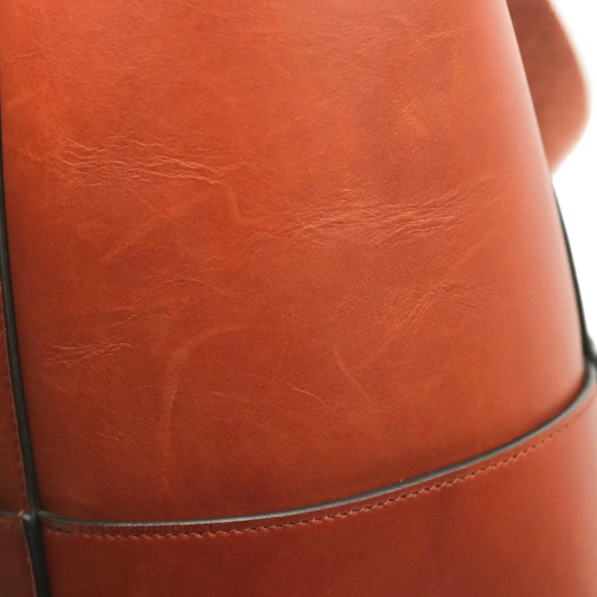 Celine Sangle Bucket Bag Calfskin Brick Red Gold Hardware