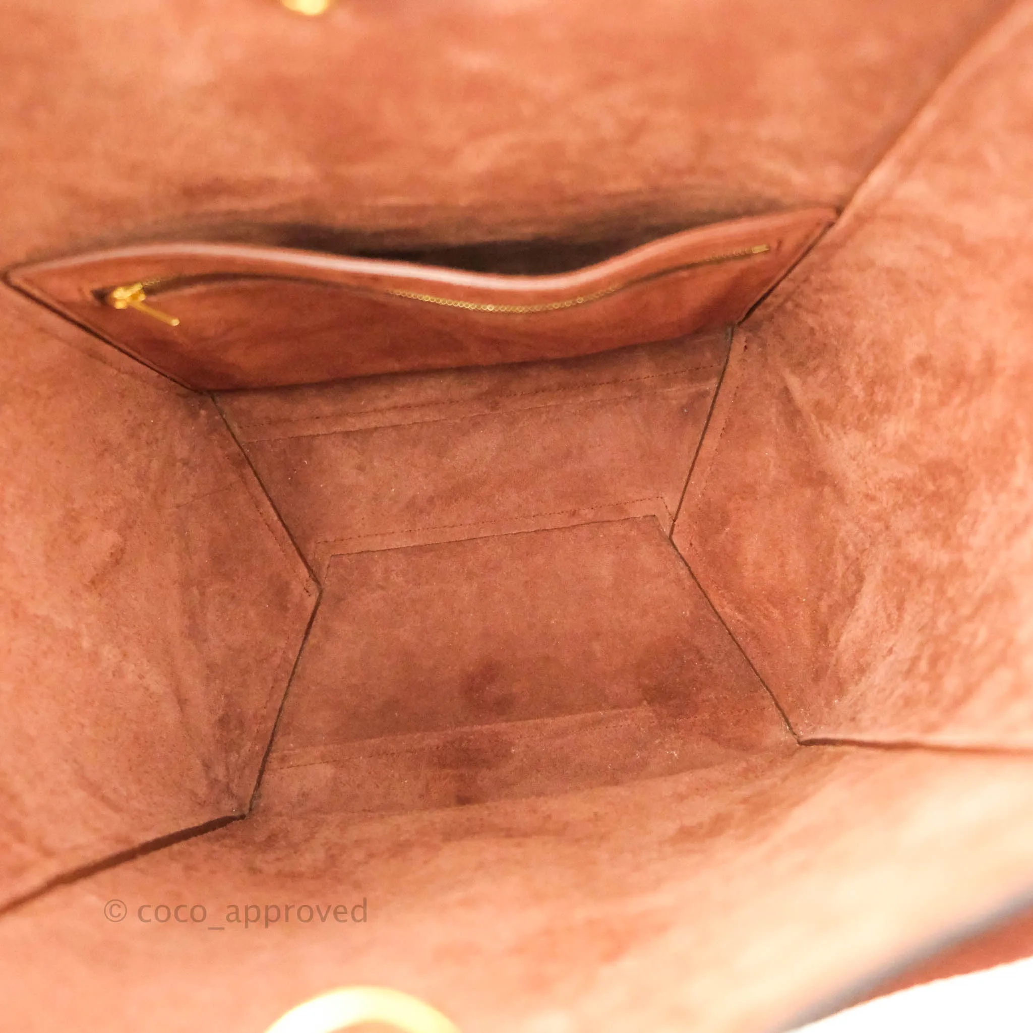Celine Sangle Bucket Bag Calfskin Brick Red Gold Hardware