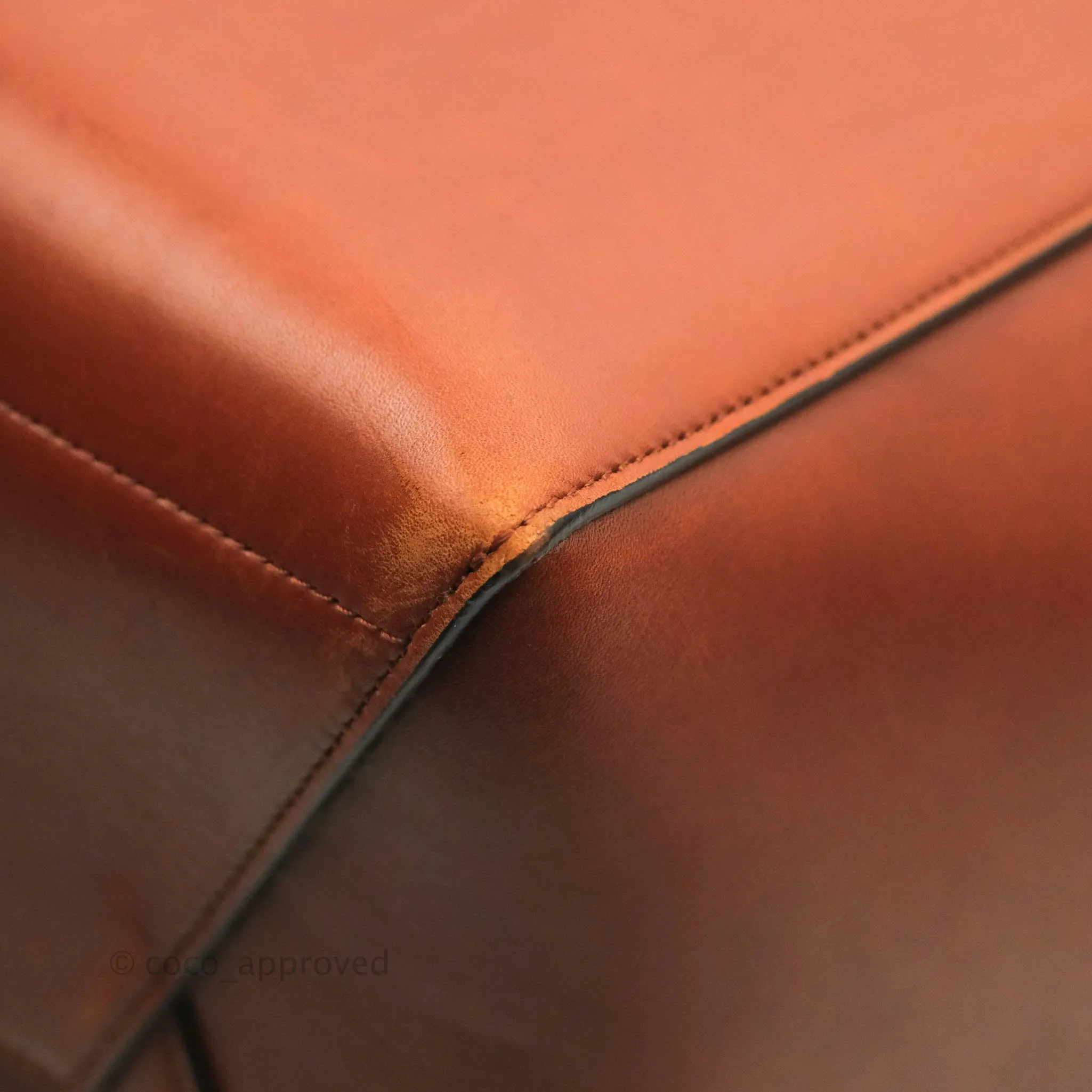 Celine Sangle Bucket Bag Calfskin Brick Red Gold Hardware