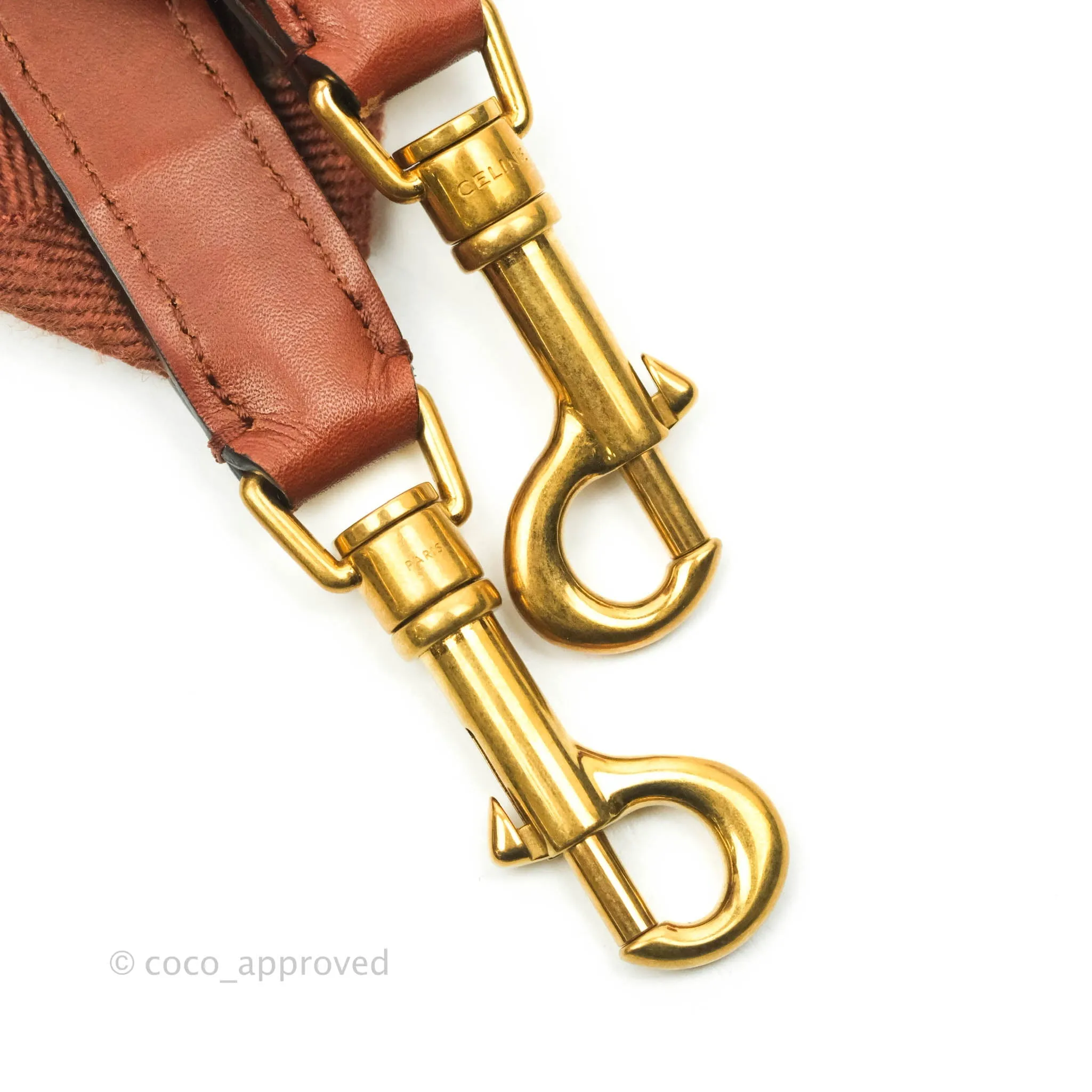 Celine Sangle Bucket Bag Calfskin Brick Red Gold Hardware