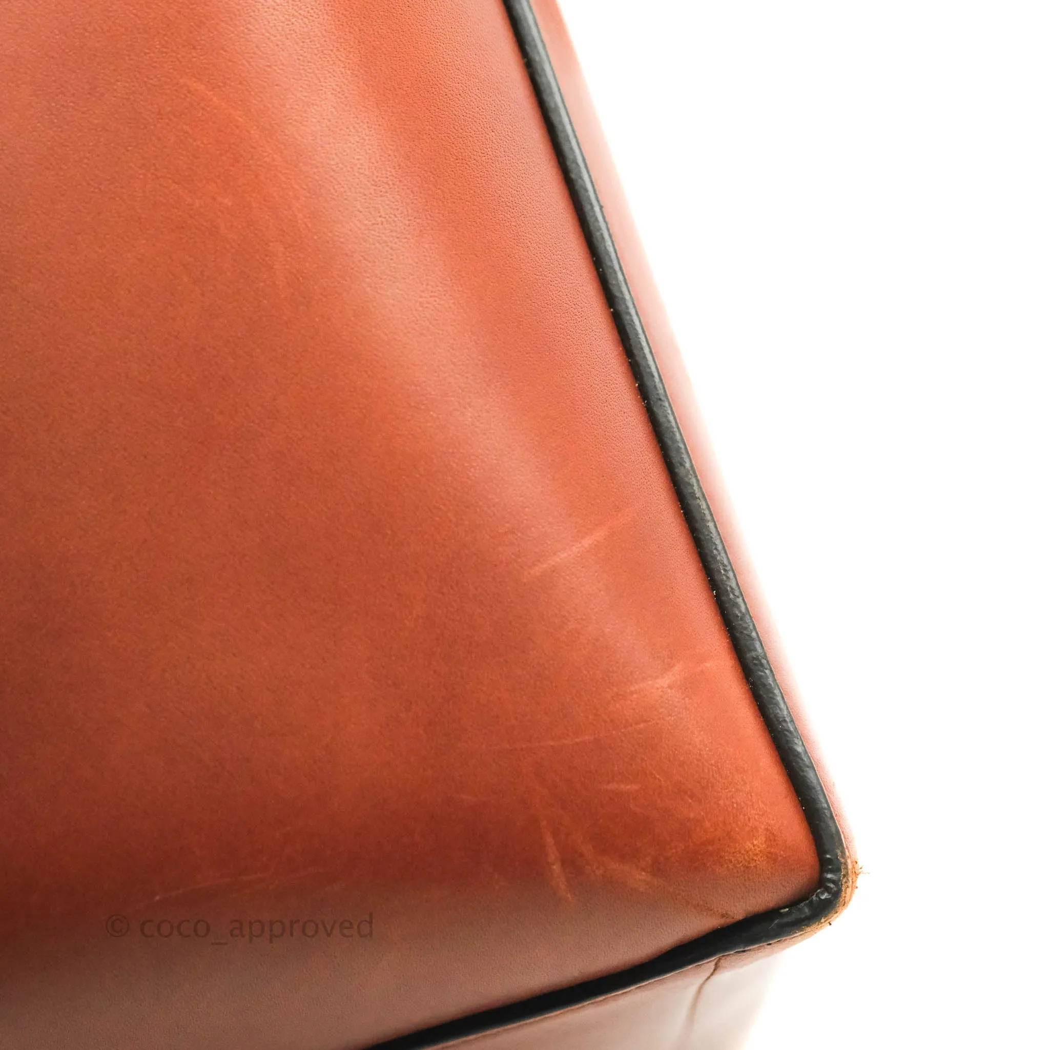 Celine Sangle Bucket Bag Calfskin Brick Red Gold Hardware
