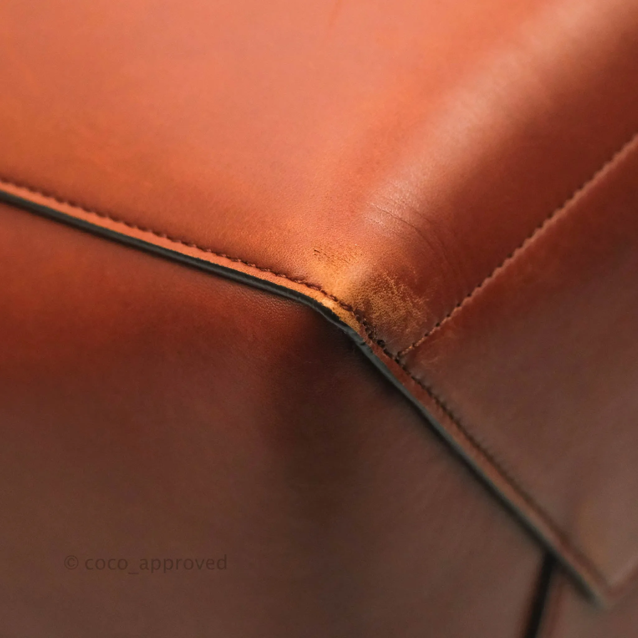 Celine Sangle Bucket Bag Calfskin Brick Red Gold Hardware