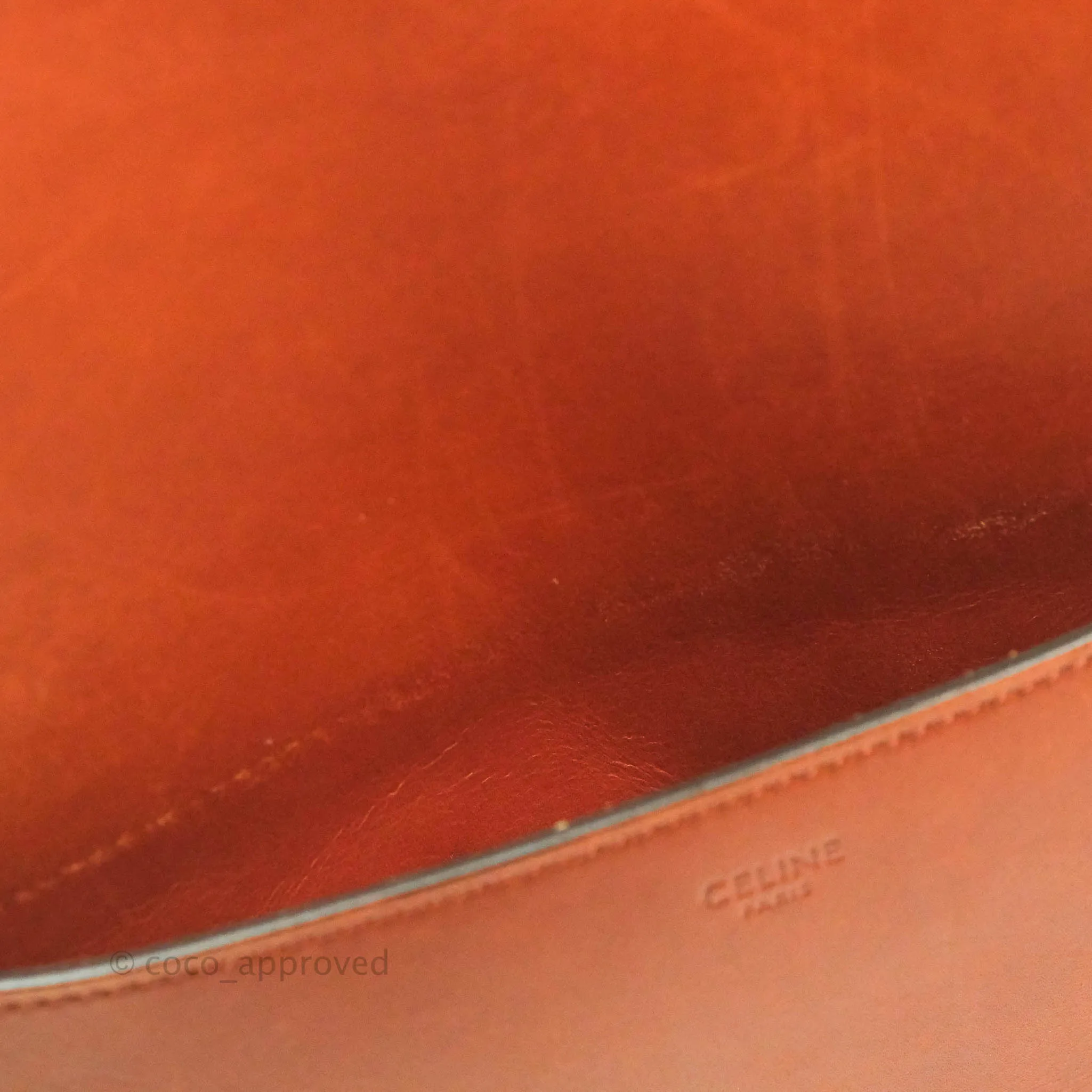 Celine Sangle Bucket Bag Calfskin Brick Red Gold Hardware