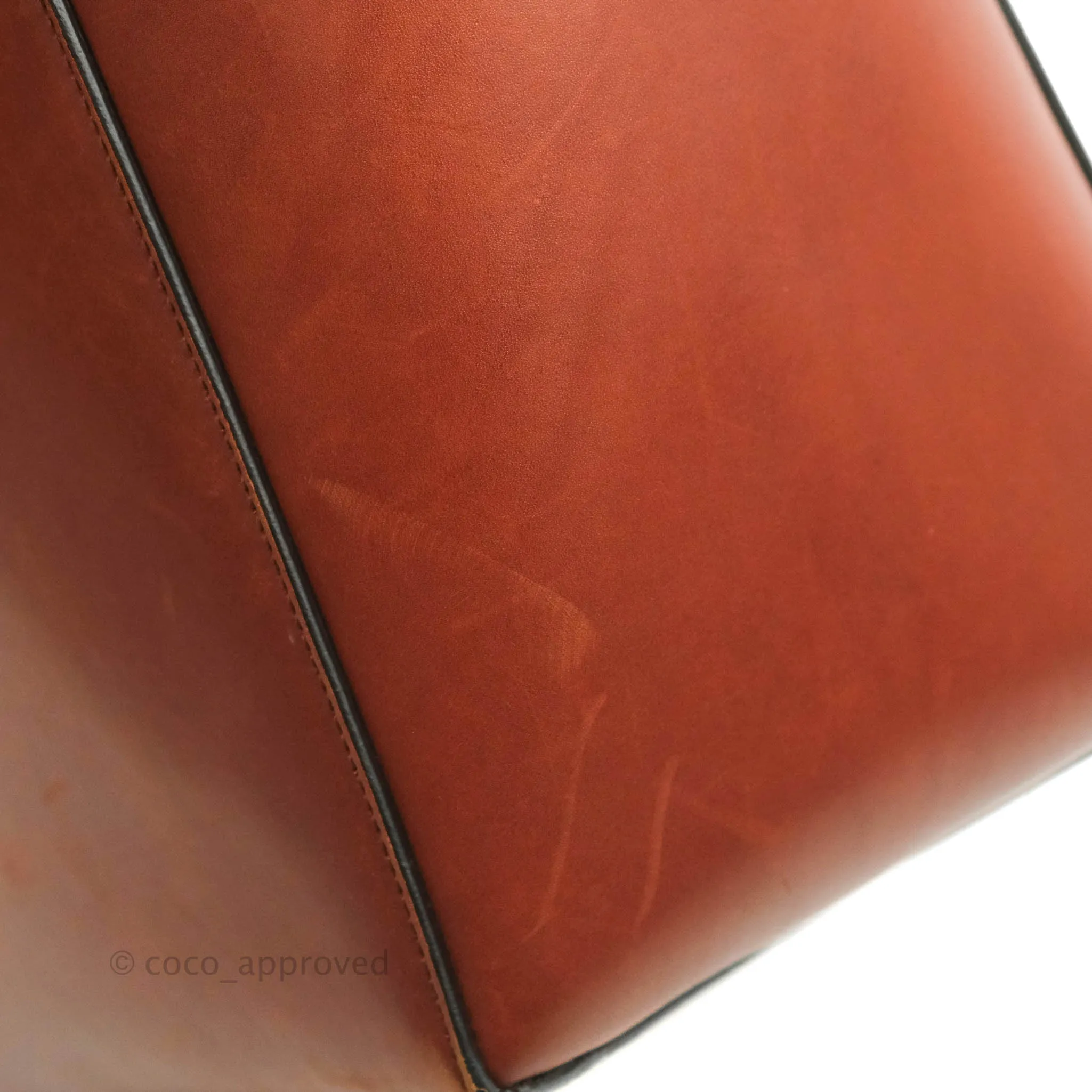 Celine Sangle Bucket Bag Calfskin Brick Red Gold Hardware