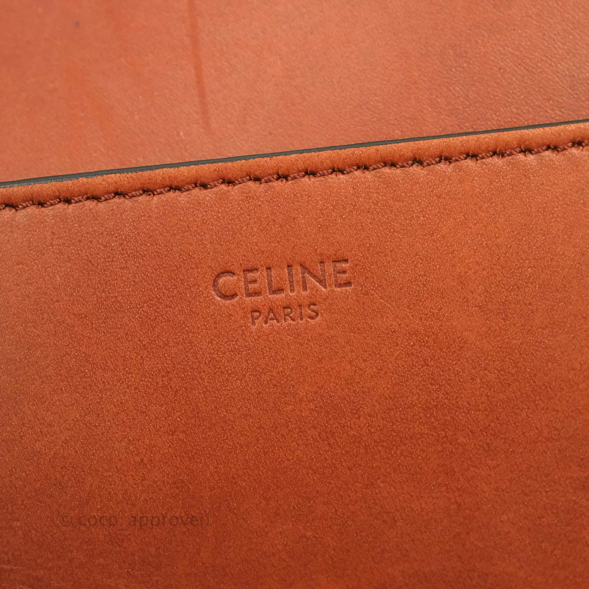 Celine Sangle Bucket Bag Calfskin Brick Red Gold Hardware