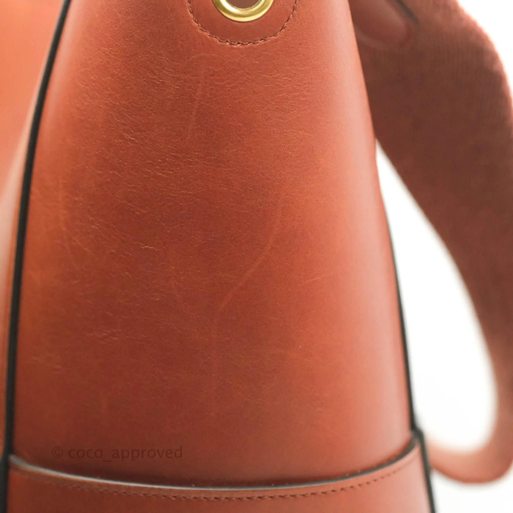 Celine Sangle Bucket Bag Calfskin Brick Red Gold Hardware