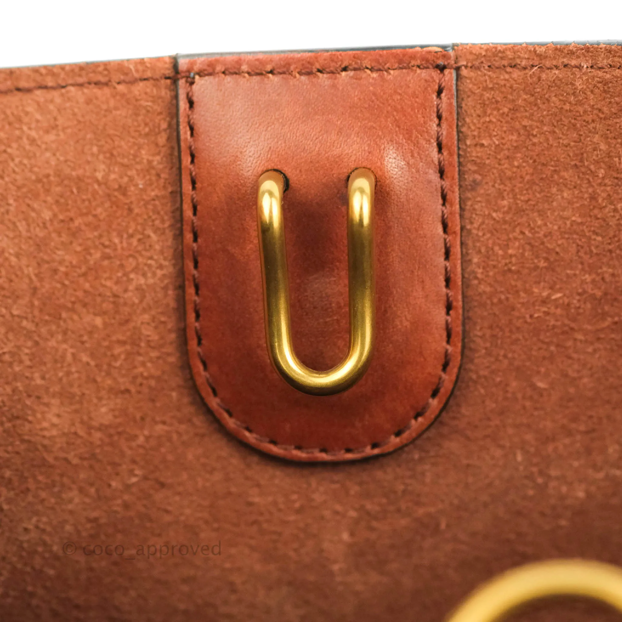 Celine Sangle Bucket Bag Calfskin Brick Red Gold Hardware