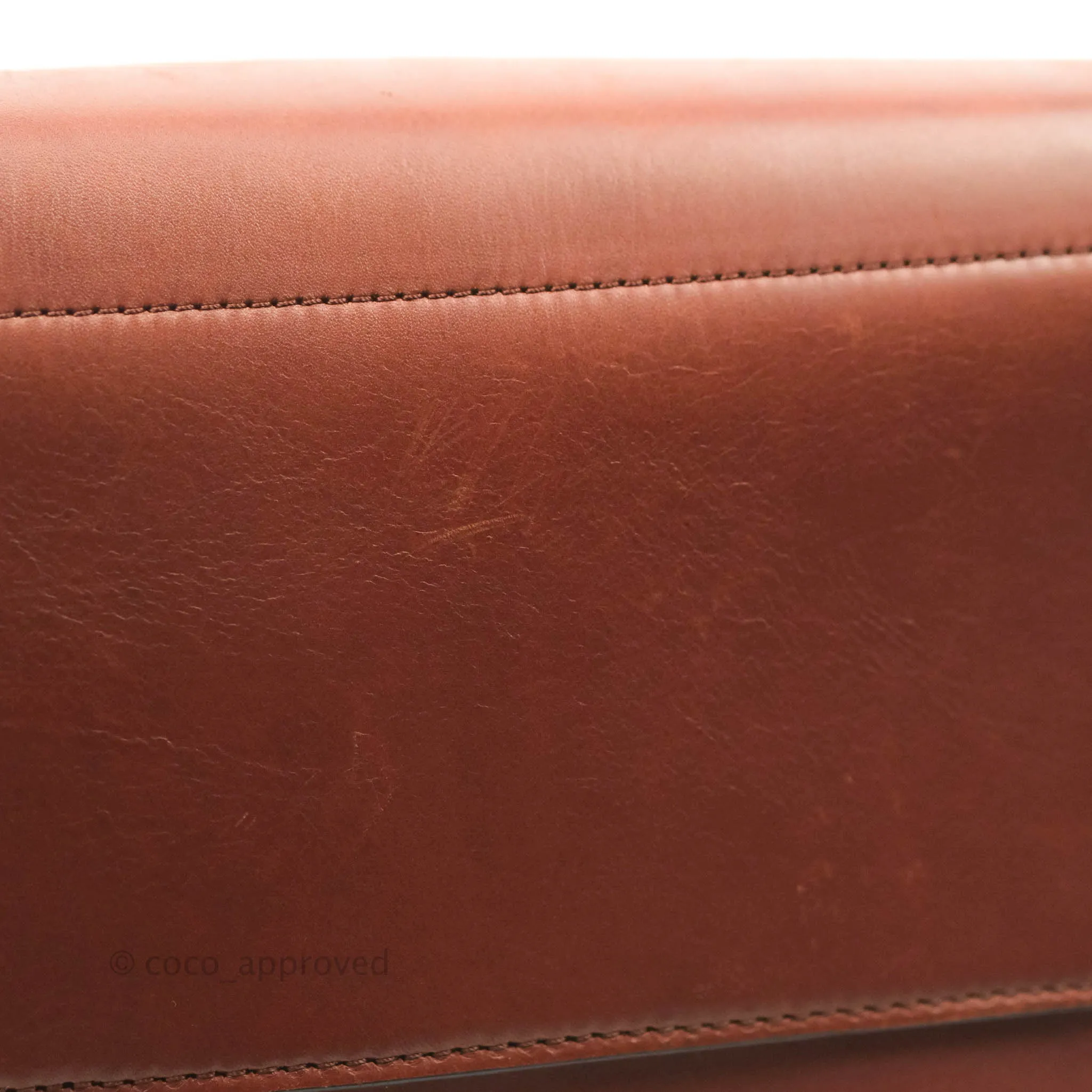 Celine Sangle Bucket Bag Calfskin Brick Red Gold Hardware