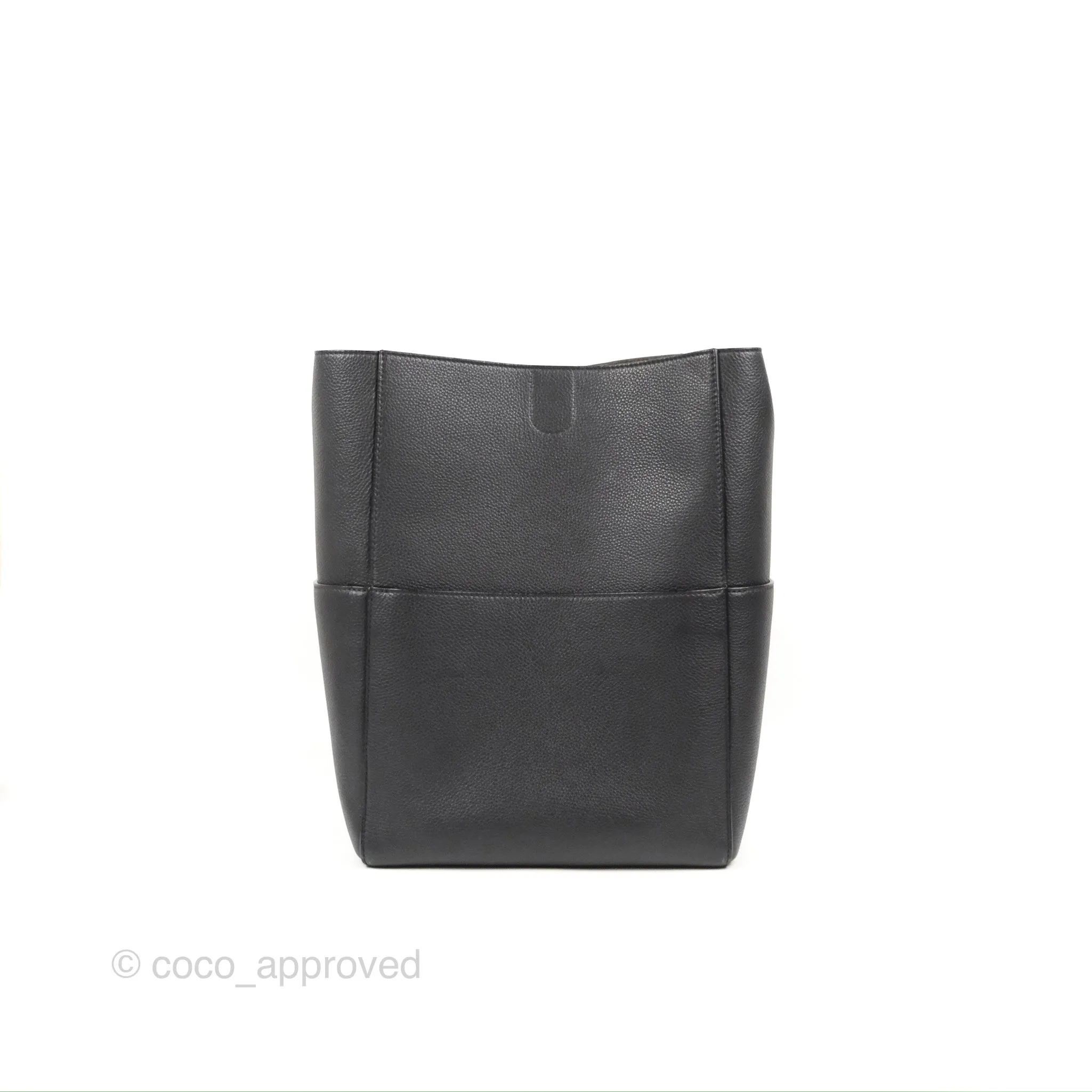 Celine Sangle Bucket Bag Grained Calfskin Dark Grey