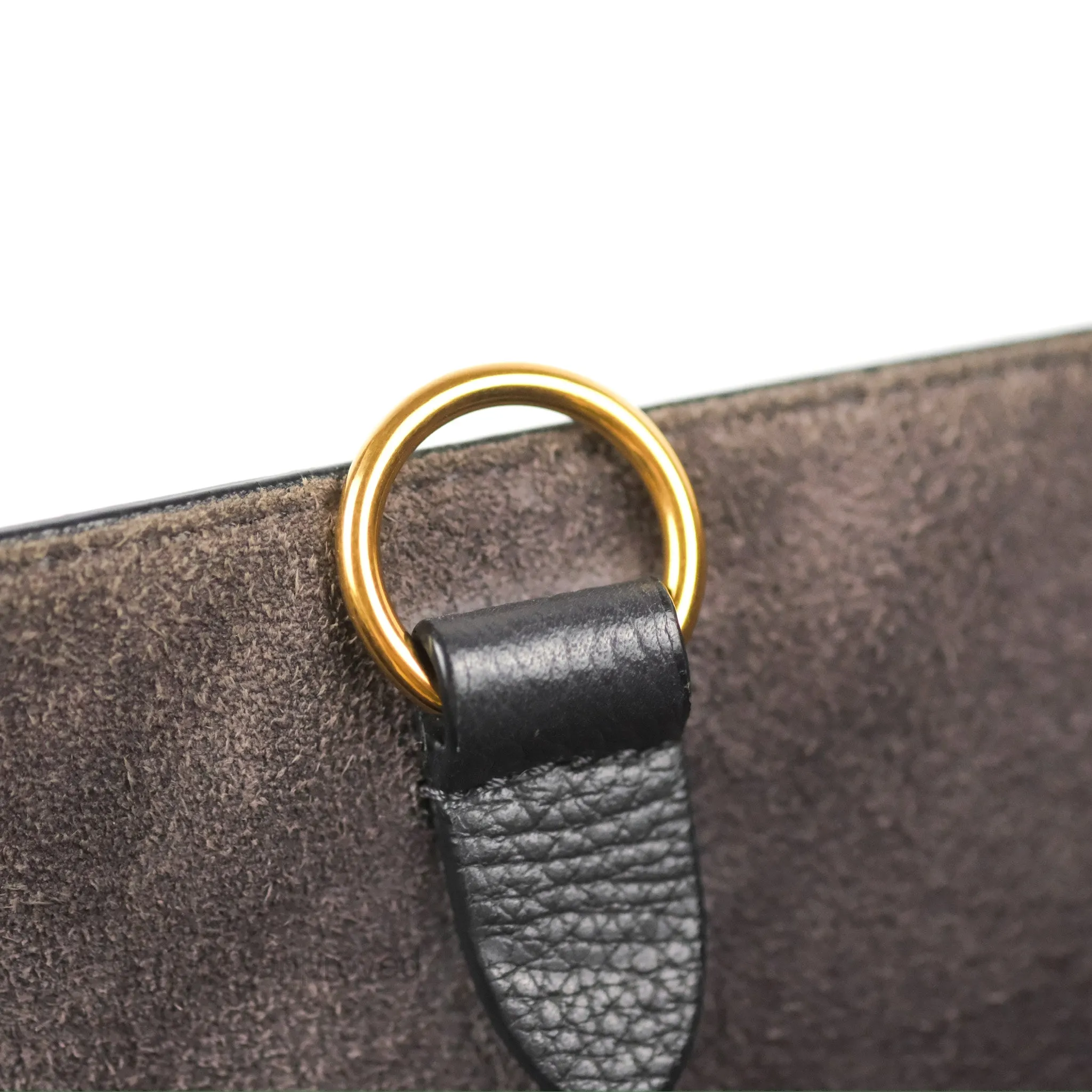 Celine Sangle Bucket Bag Grained Calfskin Dark Grey