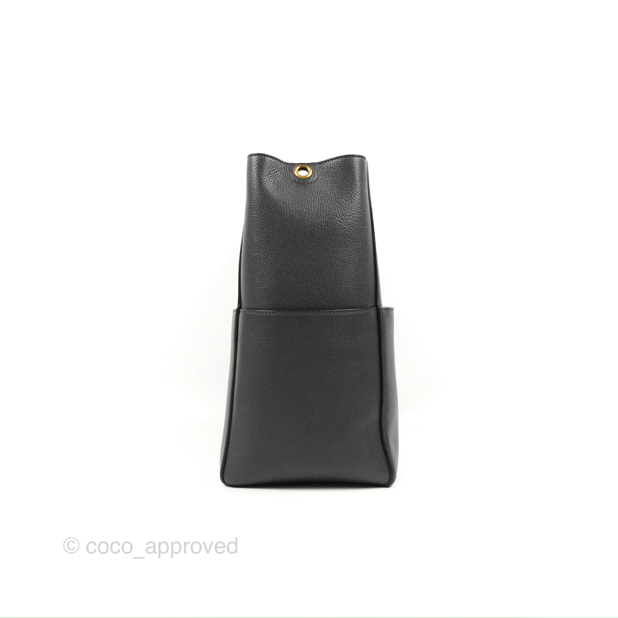 Celine Sangle Bucket Bag Grained Calfskin Dark Grey