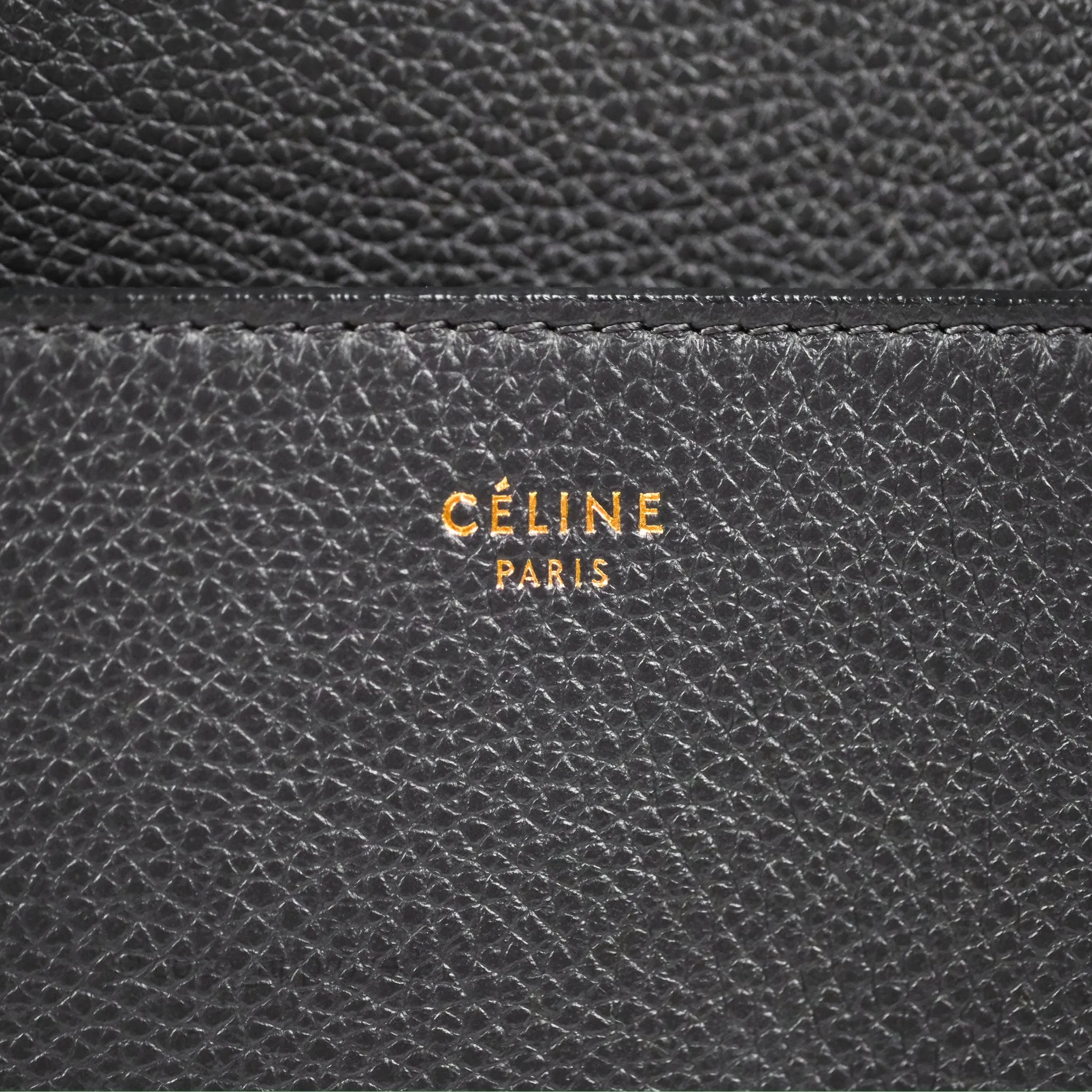 Celine Sangle Bucket Bag Grained Calfskin Dark Grey