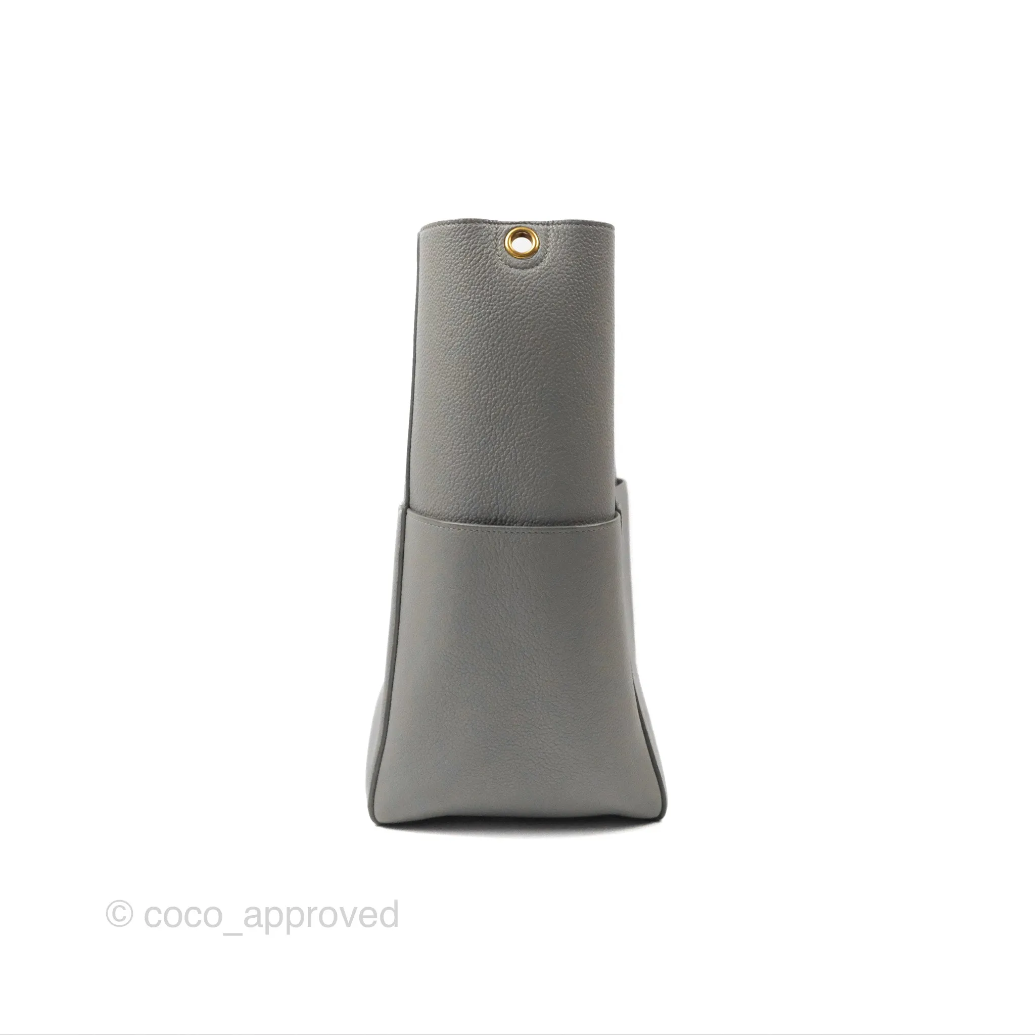 Celine Sangle Bucket Bag Grained Calfskin Grey