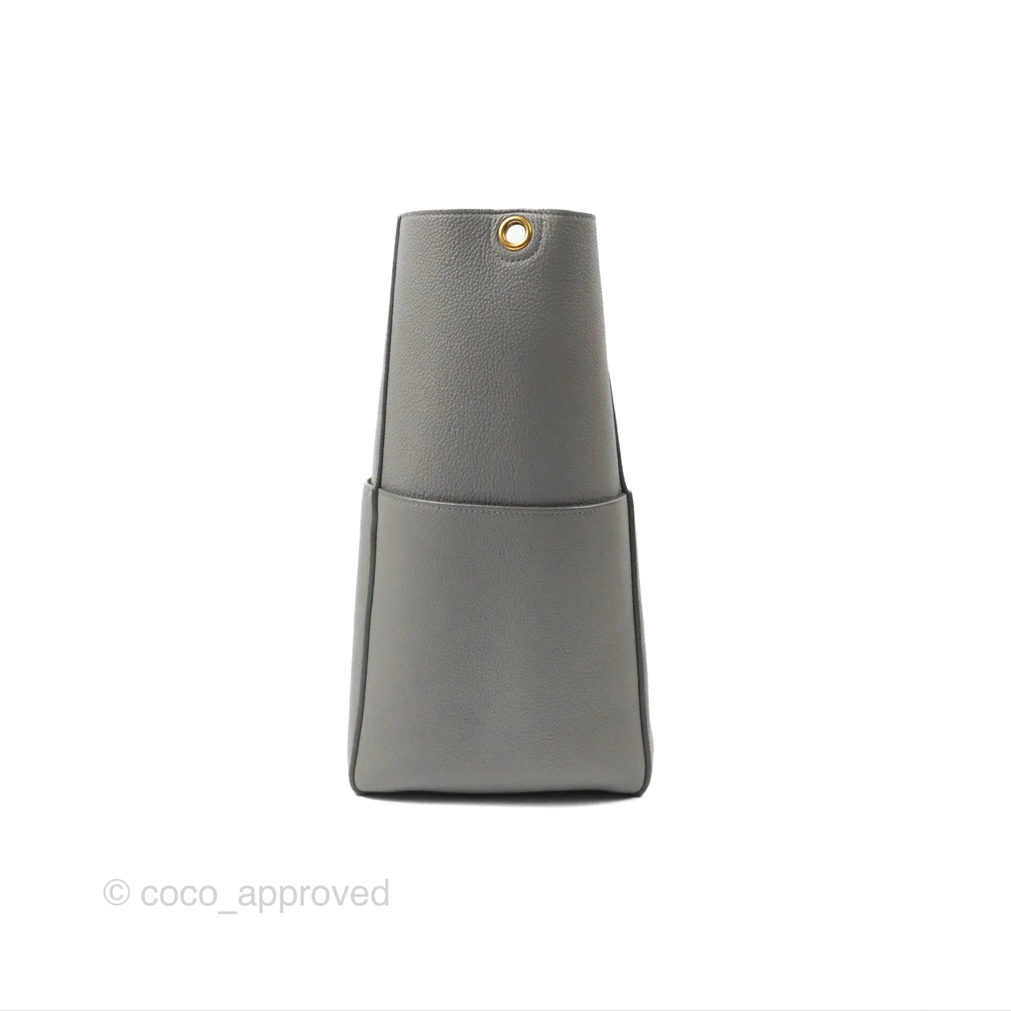 Celine Sangle Bucket Bag Grained Calfskin Grey
