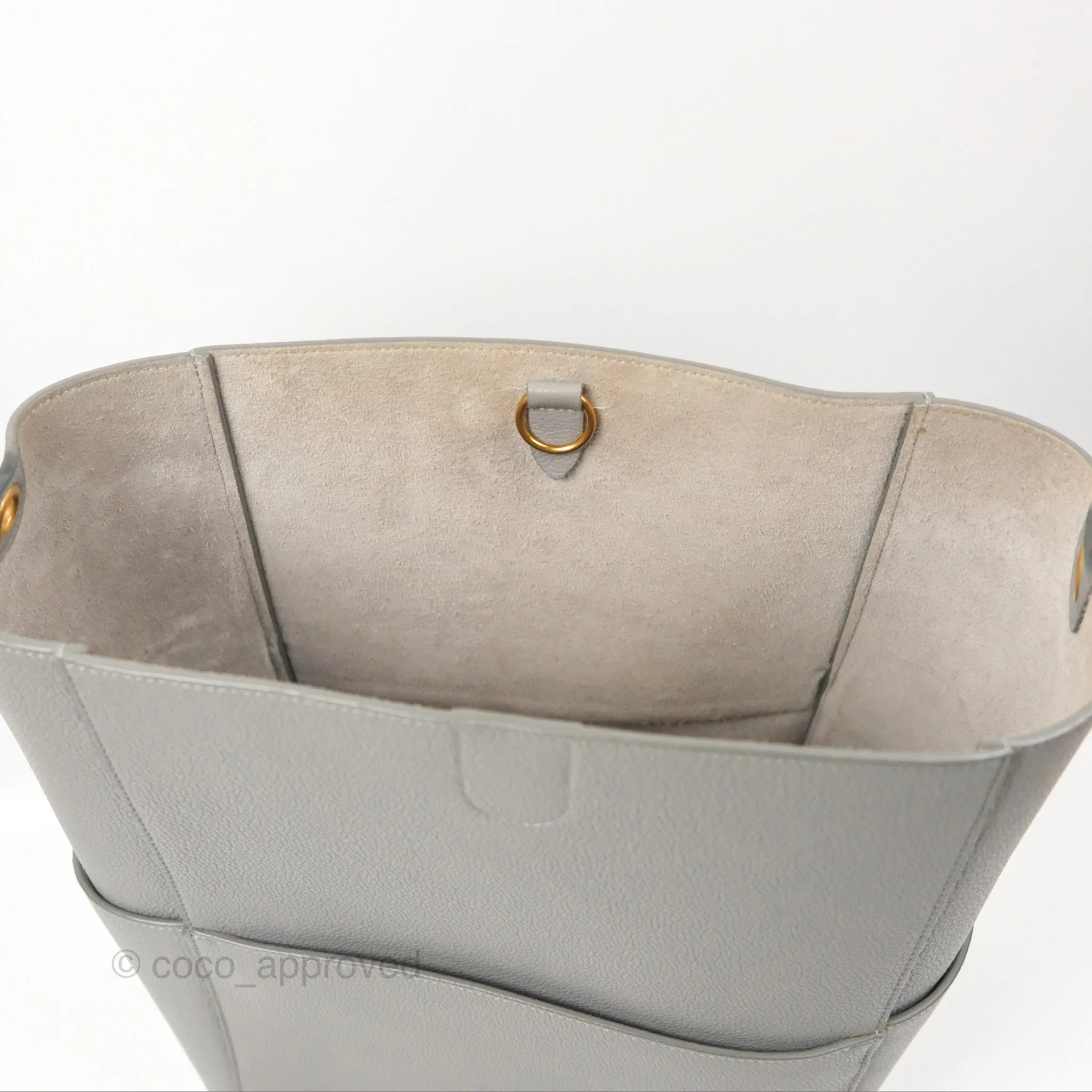 Celine Sangle Bucket Bag Grained Calfskin Grey