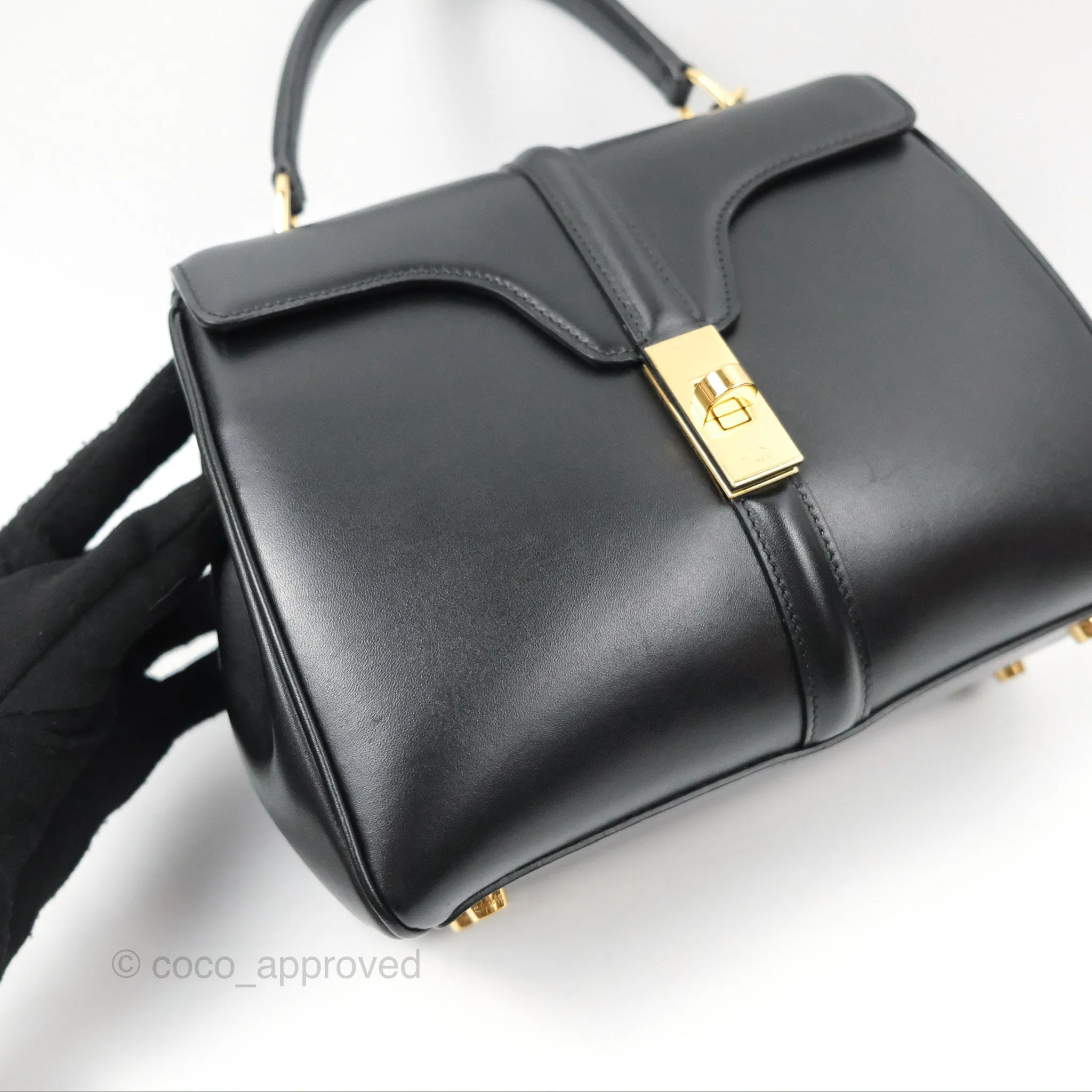 Celine Small 16 Bag Black Satinated Calfskin