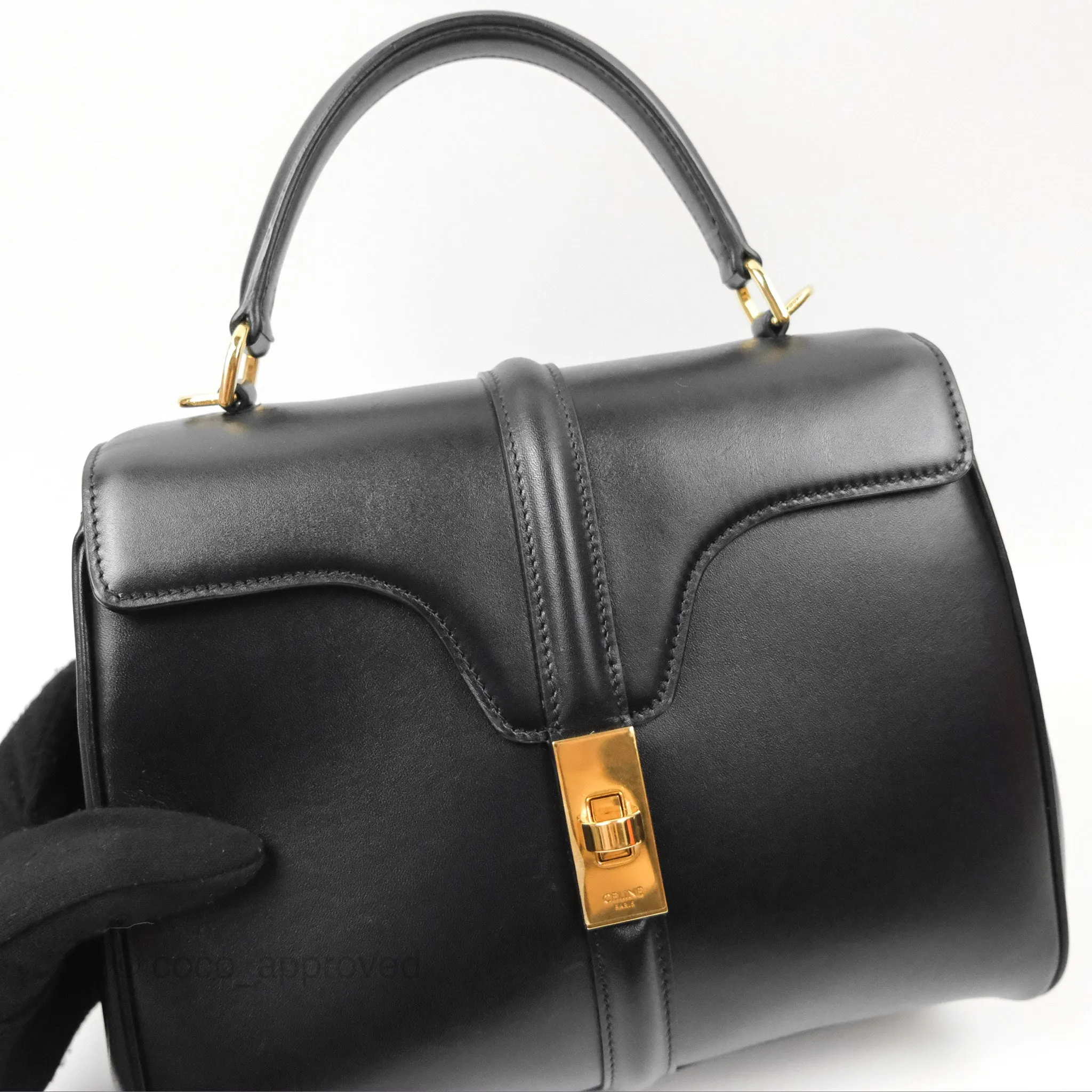 Celine Small 16 Bag Black Satinated Calfskin
