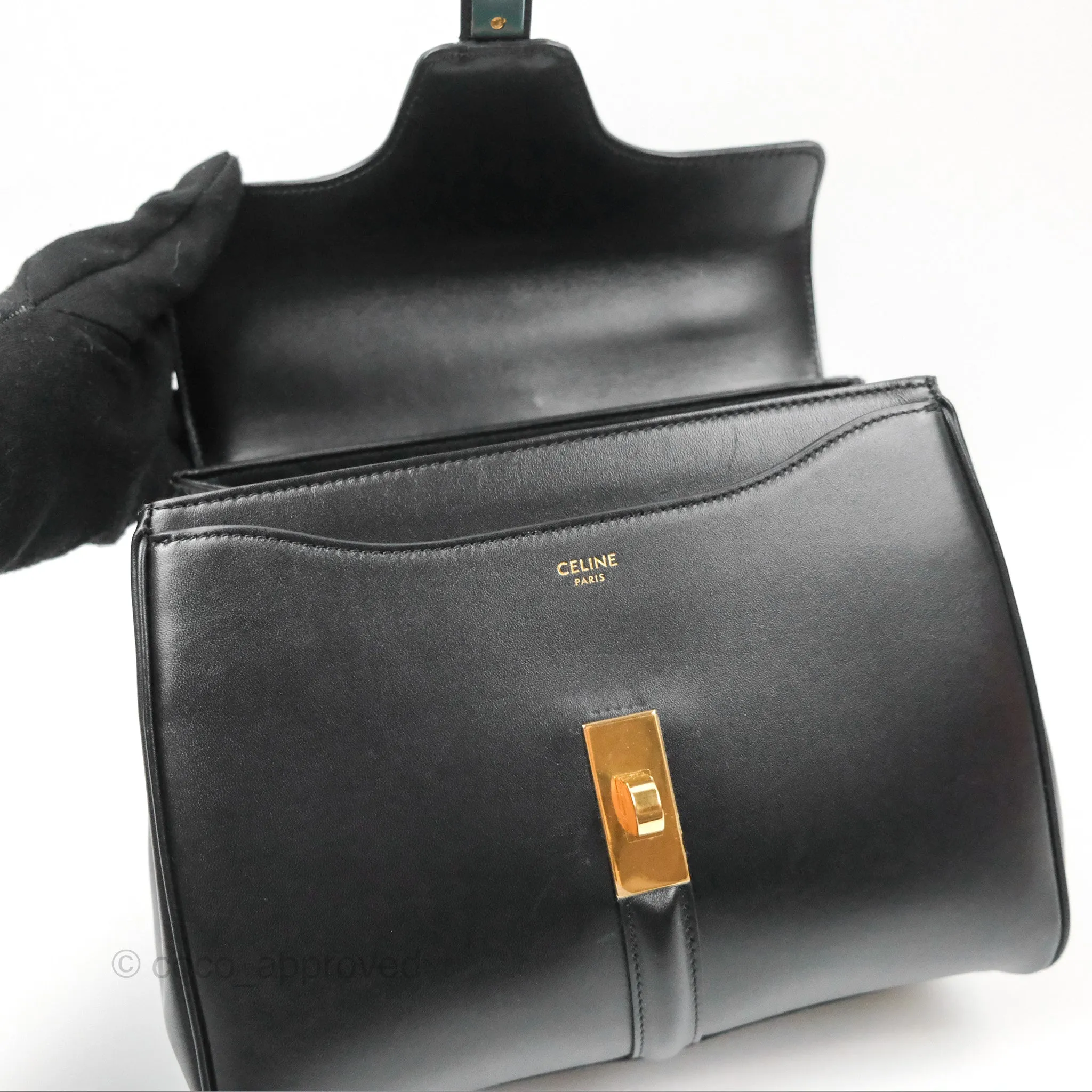 Celine Small 16 Bag Black Satinated Calfskin