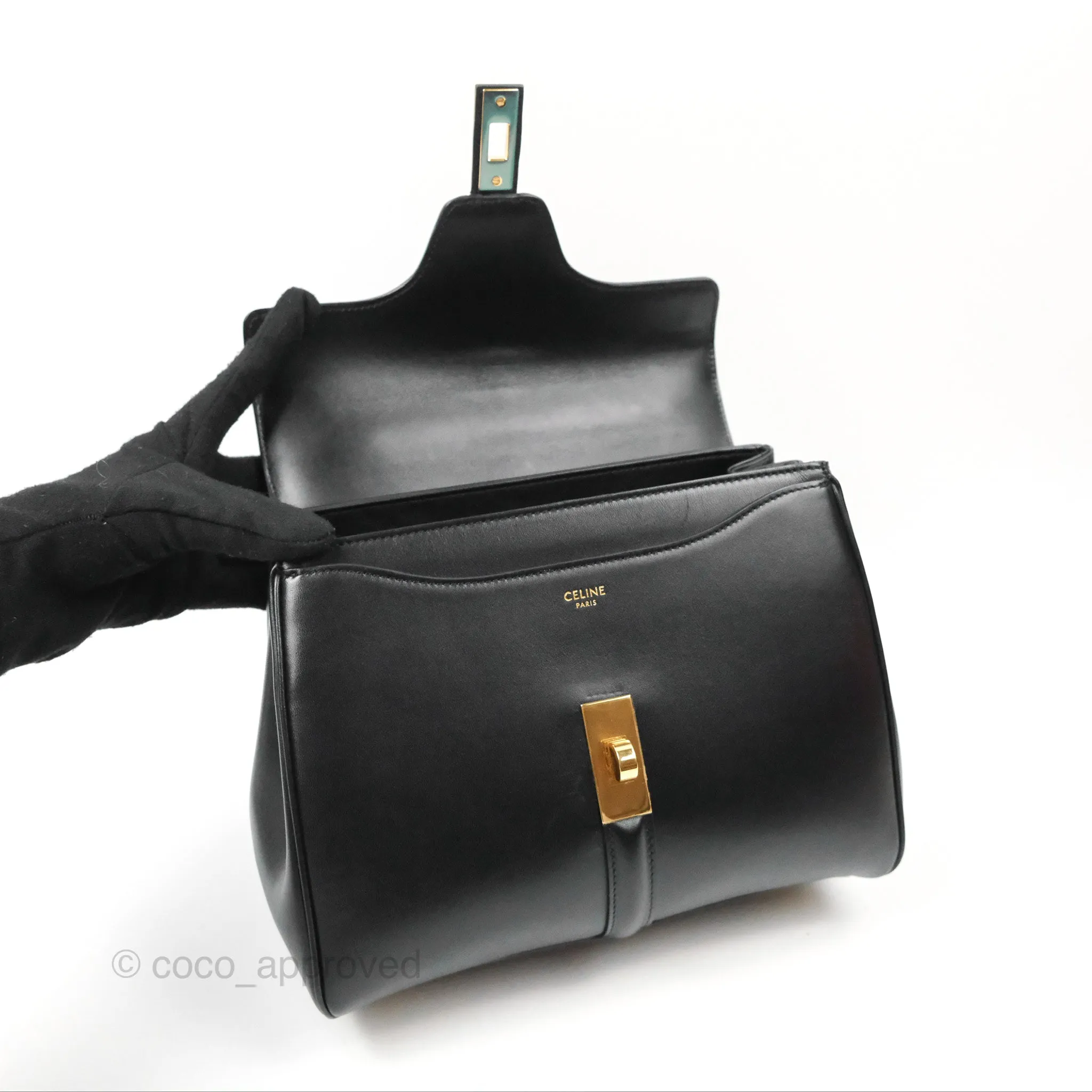 Celine Small 16 Bag Black Satinated Calfskin