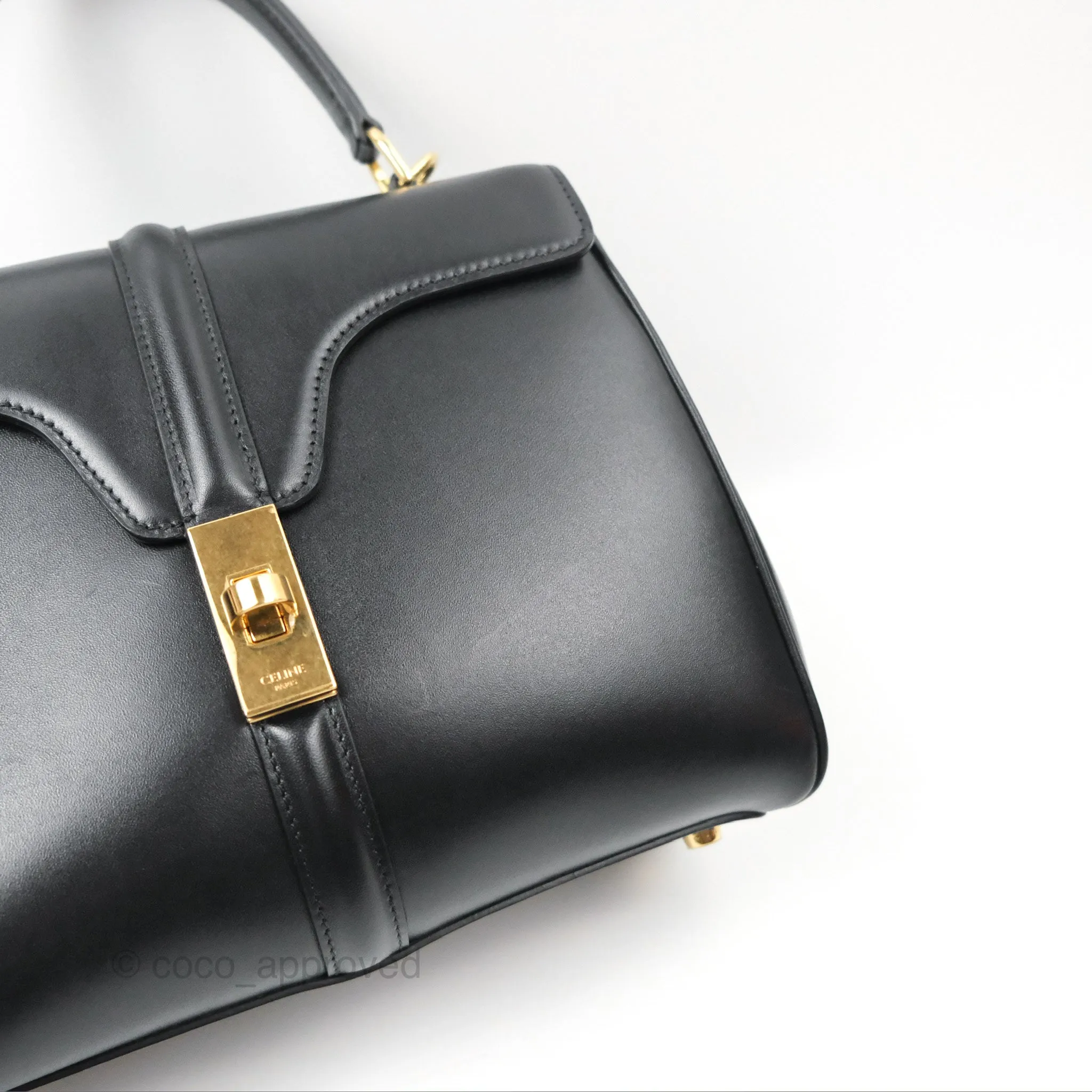 Celine Small 16 Bag Black Satinated Calfskin