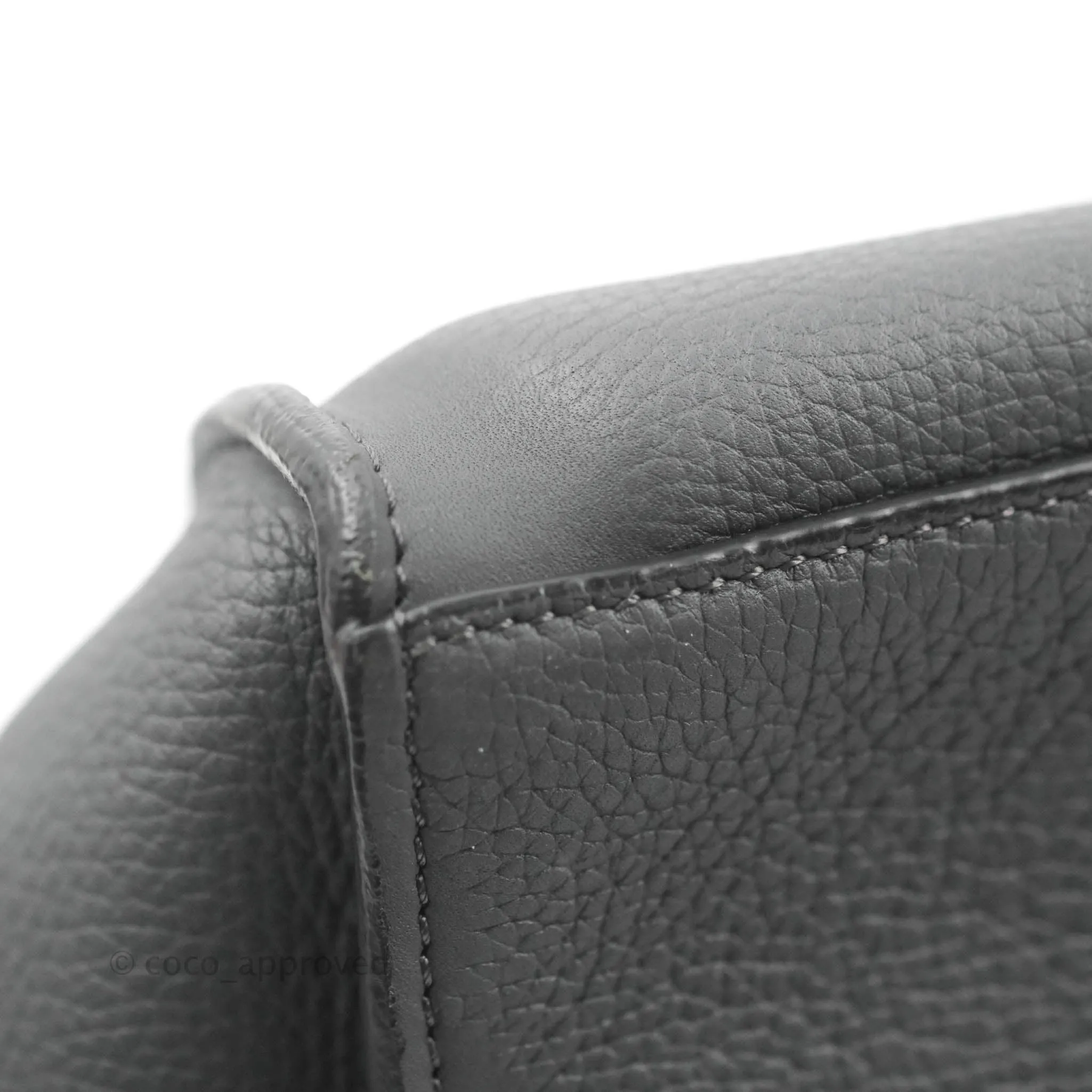 Celine Small Big Bag Black Supple Grained Leather Silver Hardware Dark Grey