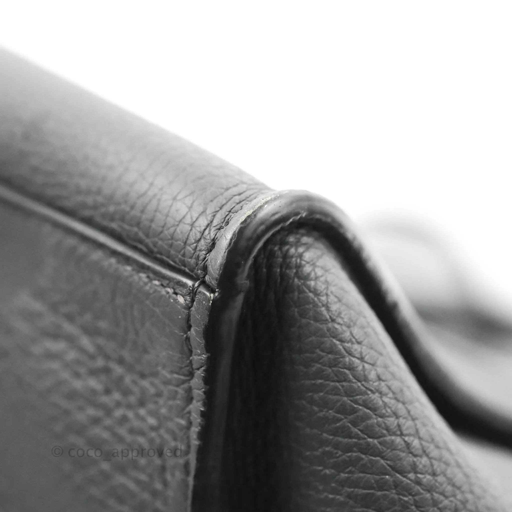 Celine Small Big Bag Black Supple Grained Leather Silver Hardware Dark Grey