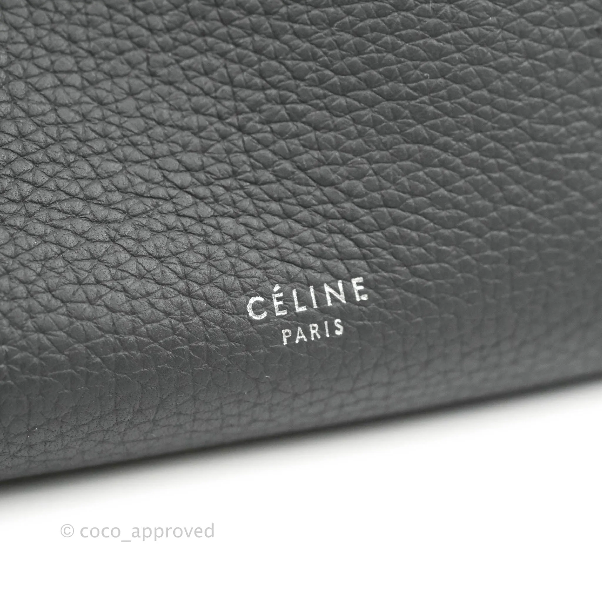 Celine Small Big Bag Black Supple Grained Leather Silver Hardware Dark Grey