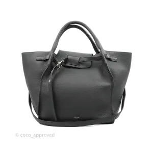 Celine Small Big Bag Black Supple Grained Leather Silver Hardware Dark Grey