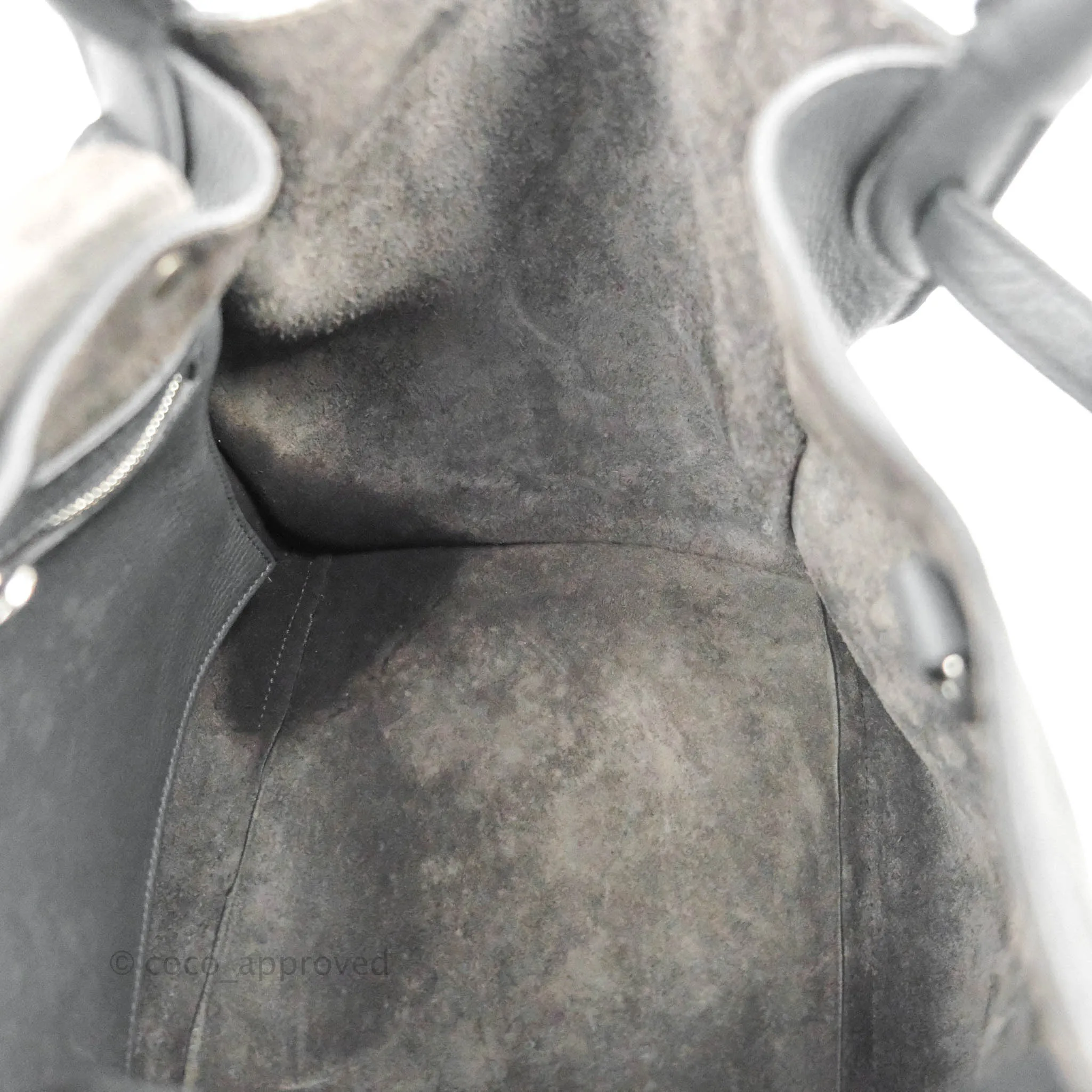 Celine Small Big Bag Black Supple Grained Leather Silver Hardware Dark Grey