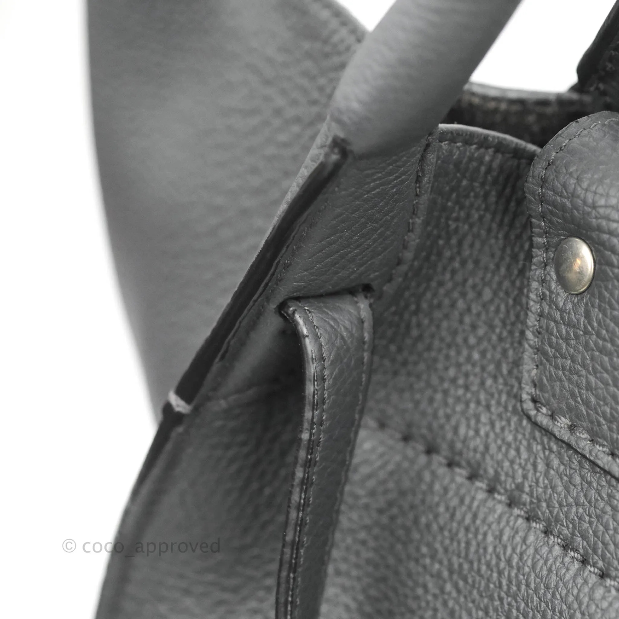 Celine Small Big Bag Black Supple Grained Leather Silver Hardware Dark Grey