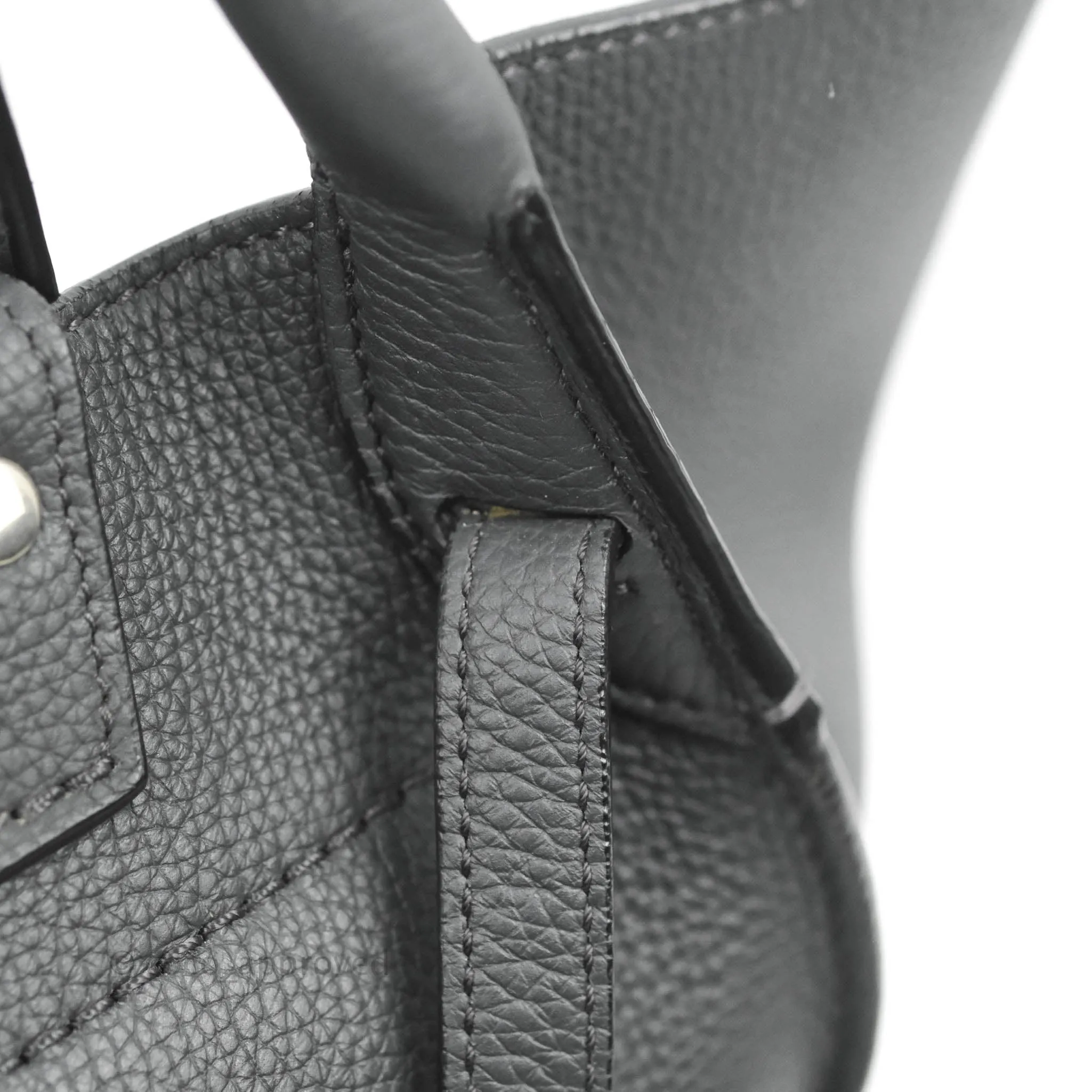 Celine Small Big Bag Black Supple Grained Leather Silver Hardware Dark Grey
