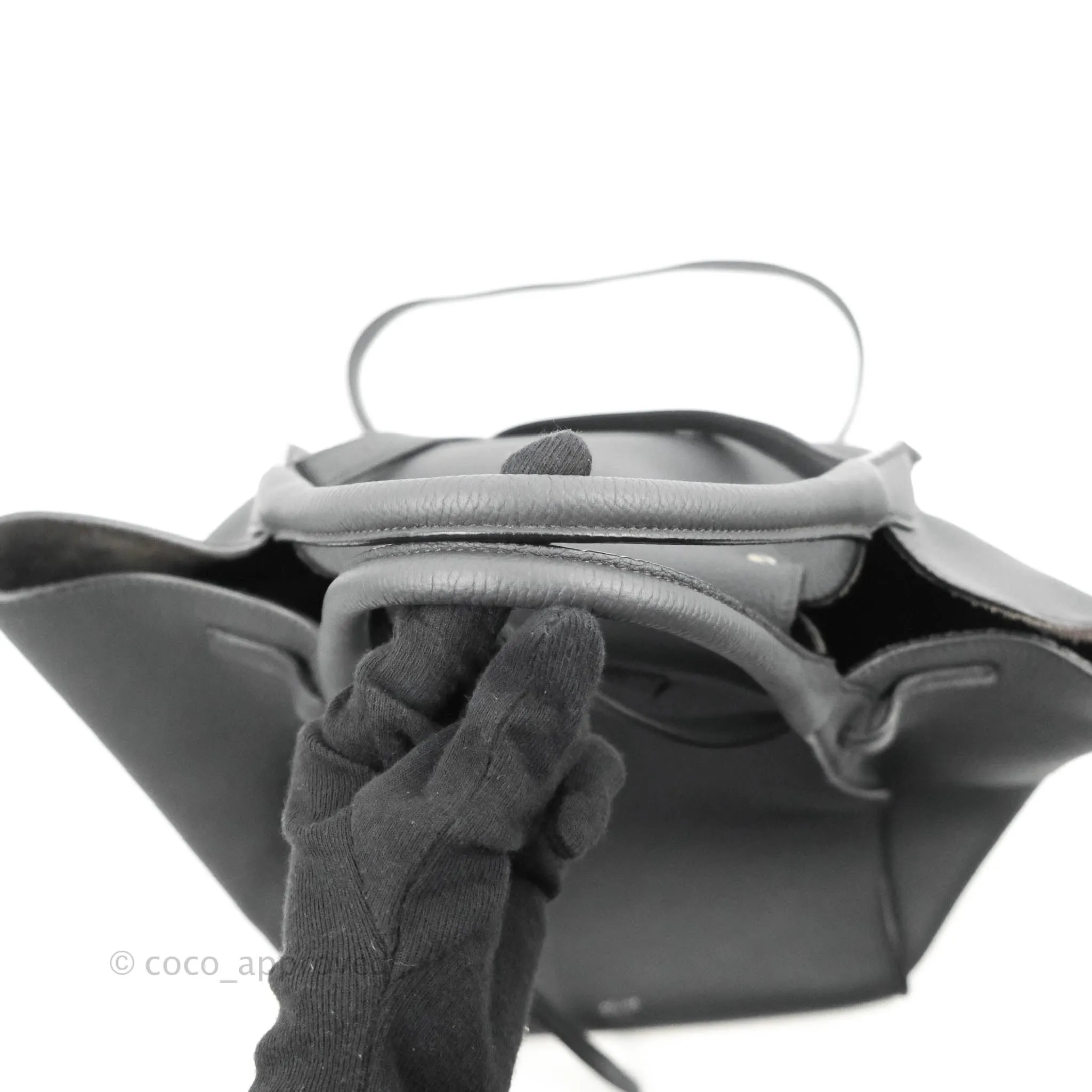 Celine Small Big Bag Black Supple Grained Leather Silver Hardware Dark Grey