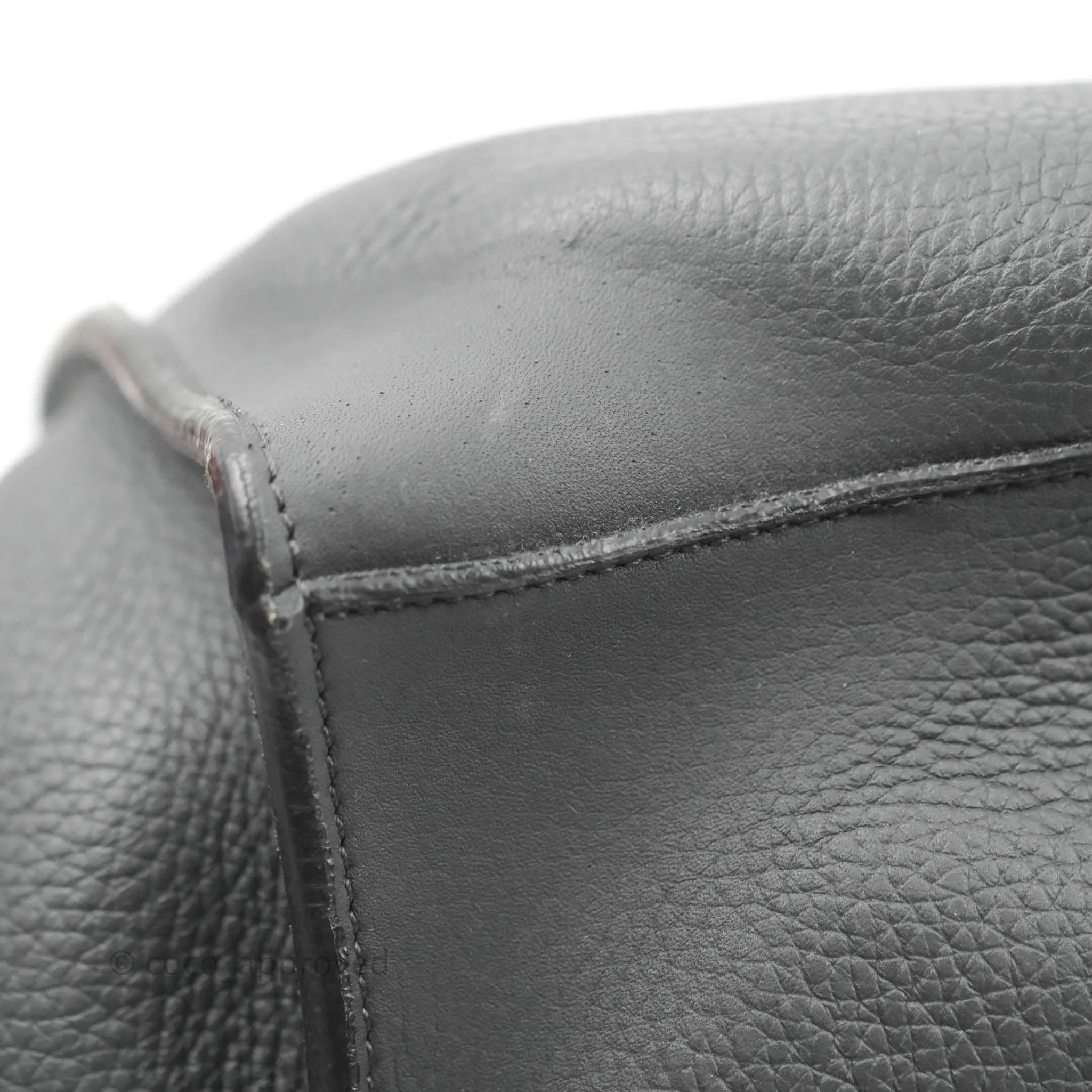 Celine Small Big Bag Black Supple Grained Leather Silver Hardware Dark Grey